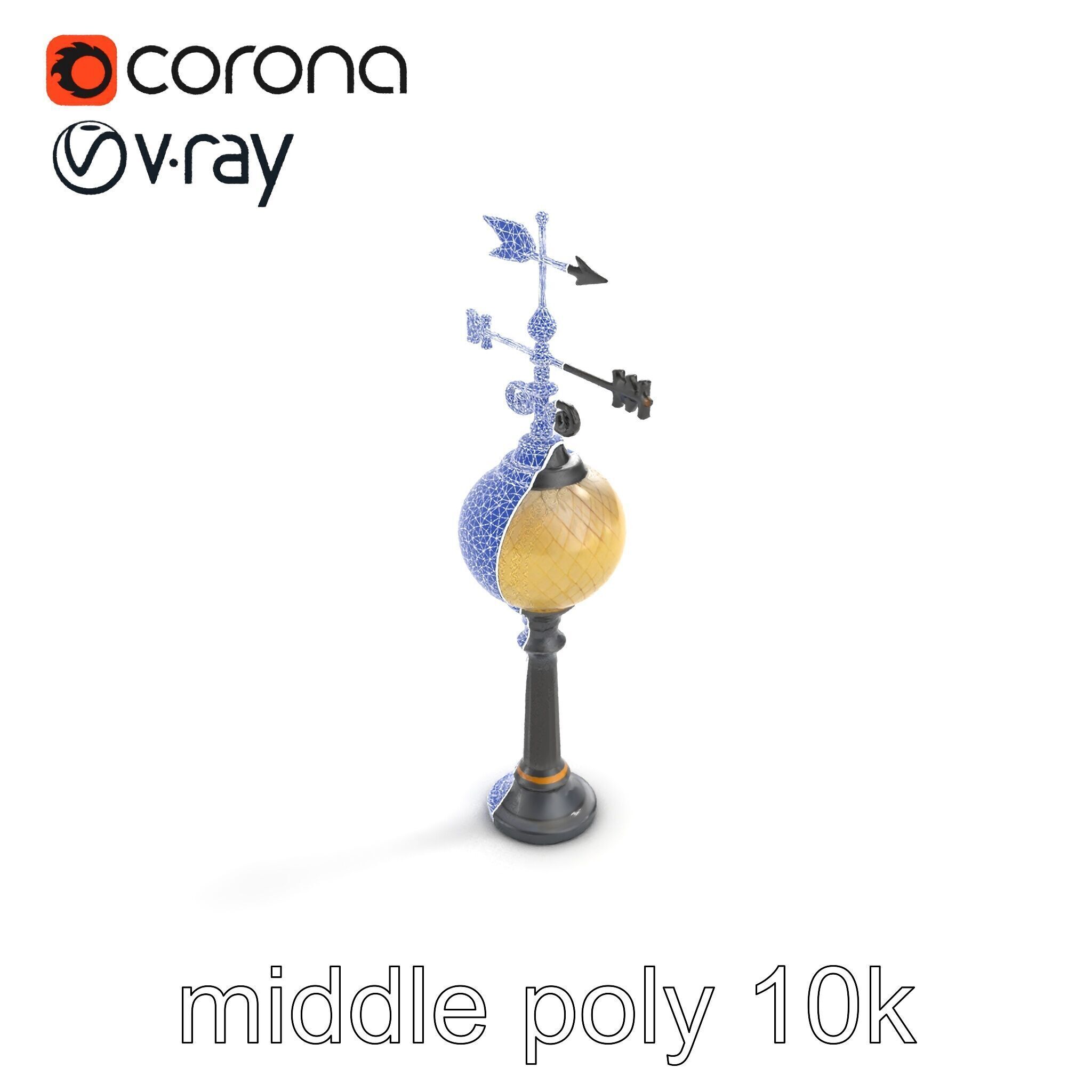 Weather Vane Street Lamp Decorative Model Pack Low-poly 3D model_11