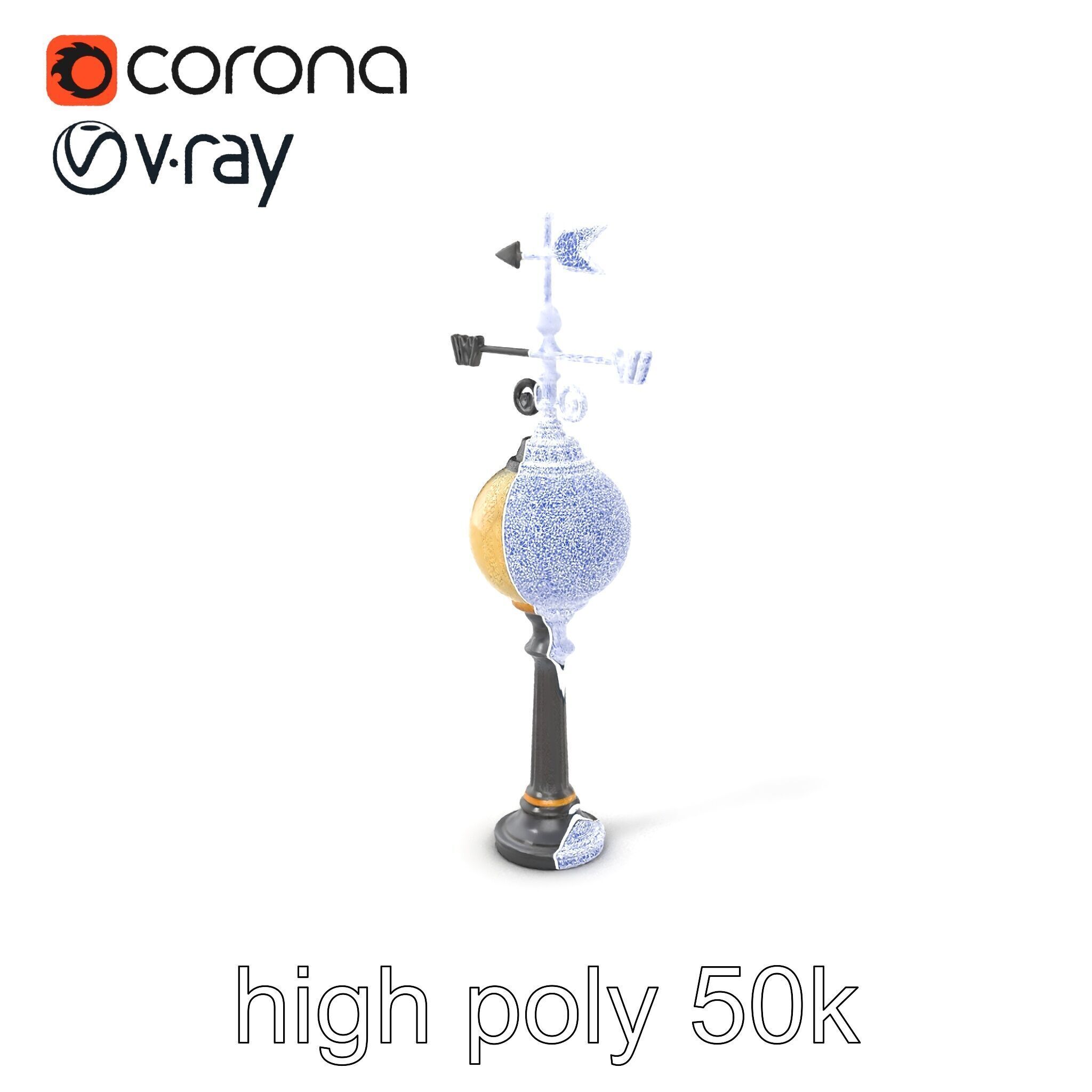 Weather Vane Street Lamp Decorative Model Pack Low-poly 3D model_10