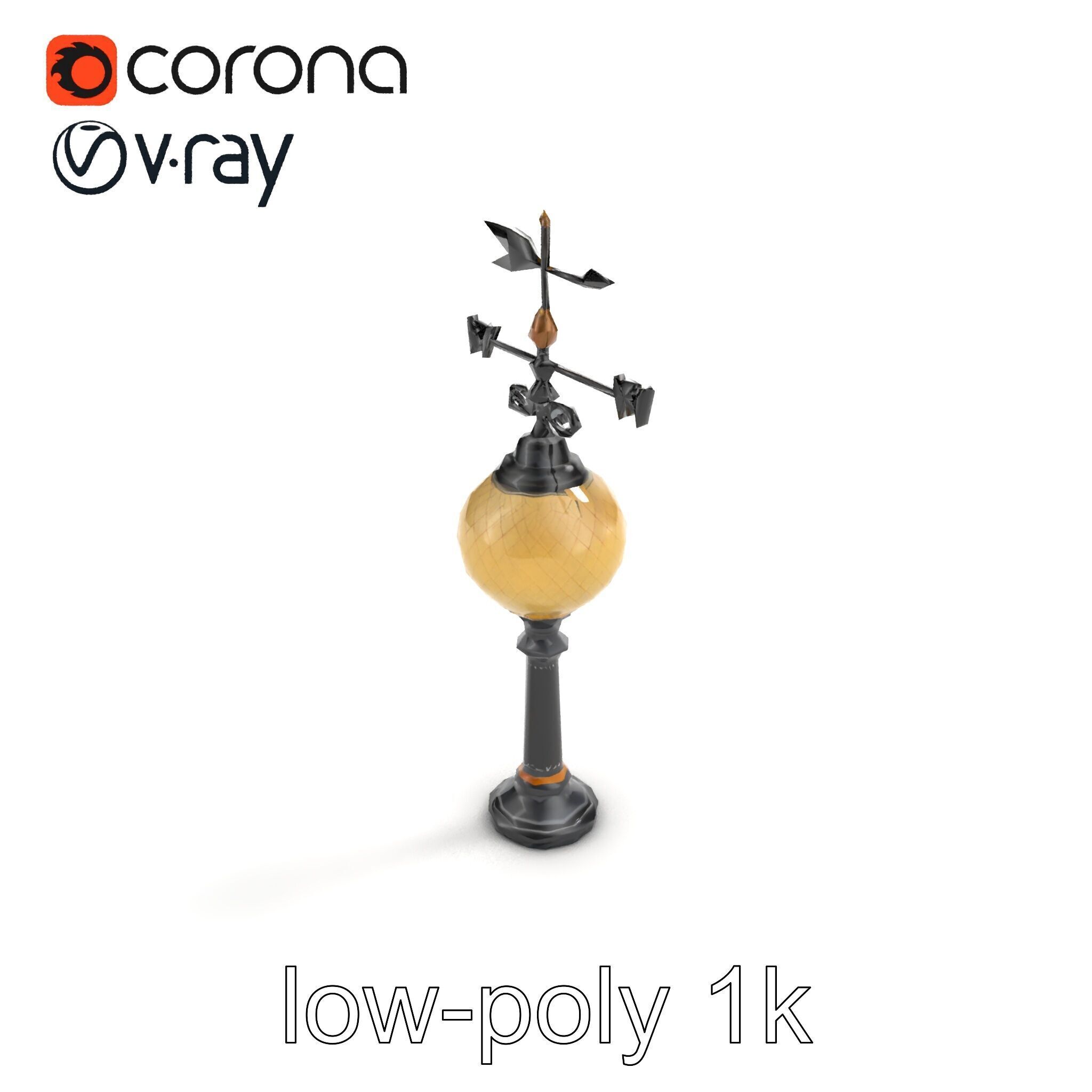 Weather Vane Street Lamp Decorative Model Pack Low-poly 3D model_9
