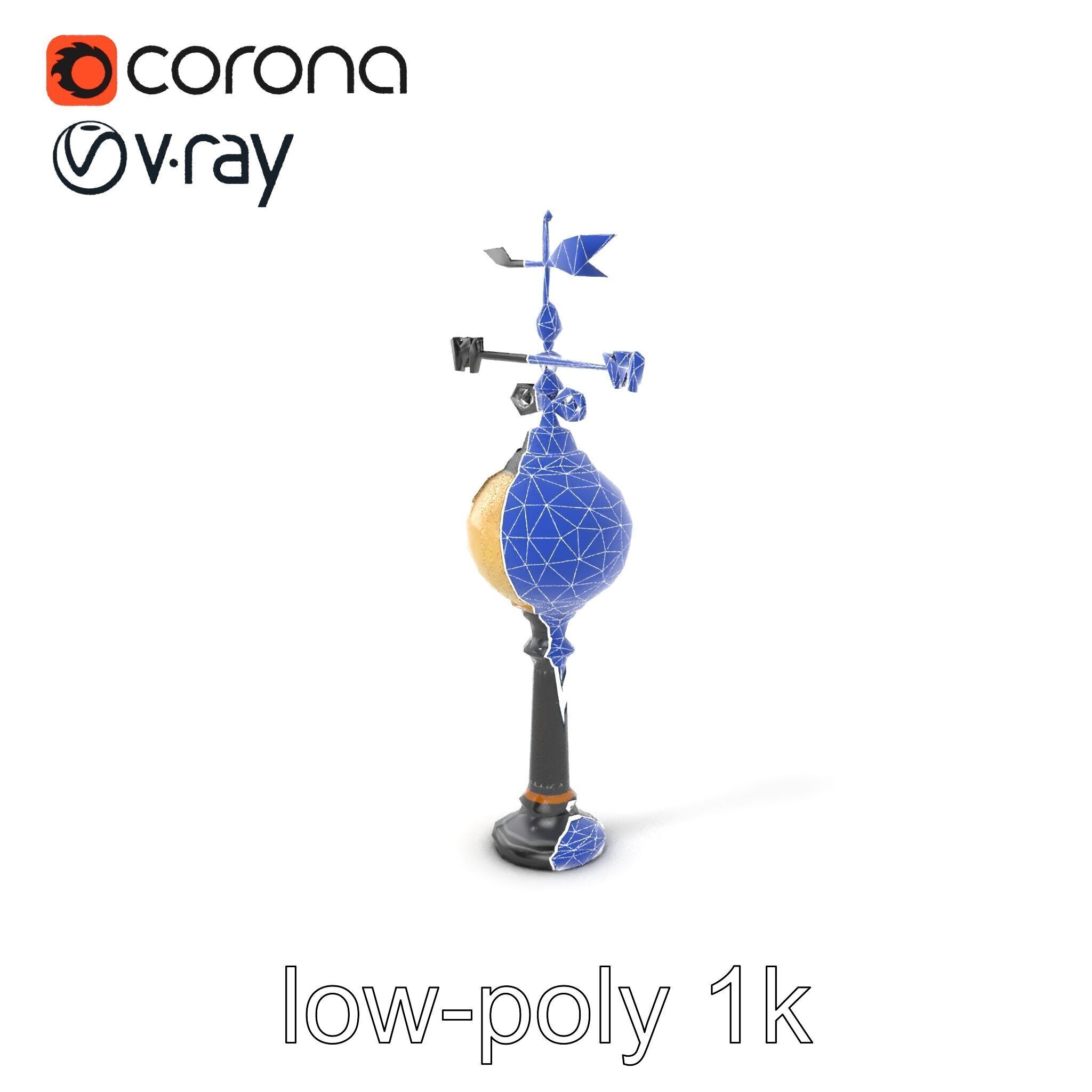 Weather Vane Street Lamp Decorative Model Pack Low-poly 3D model_7
