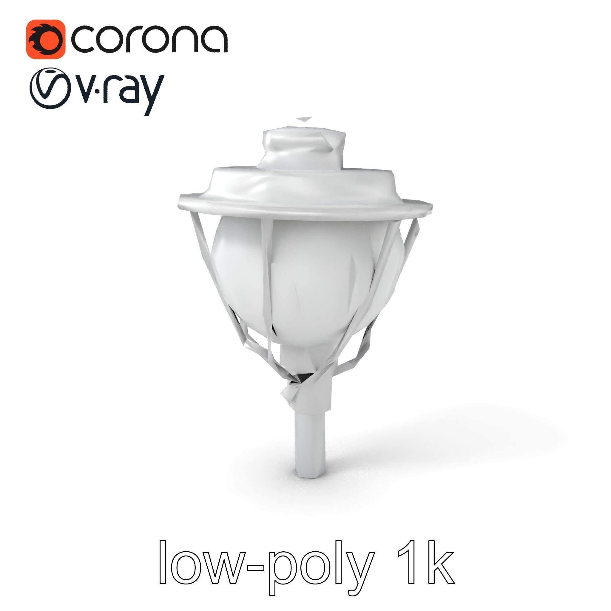 Art Deco Street Light Chrome Design model pack Low-poly 3D model_4