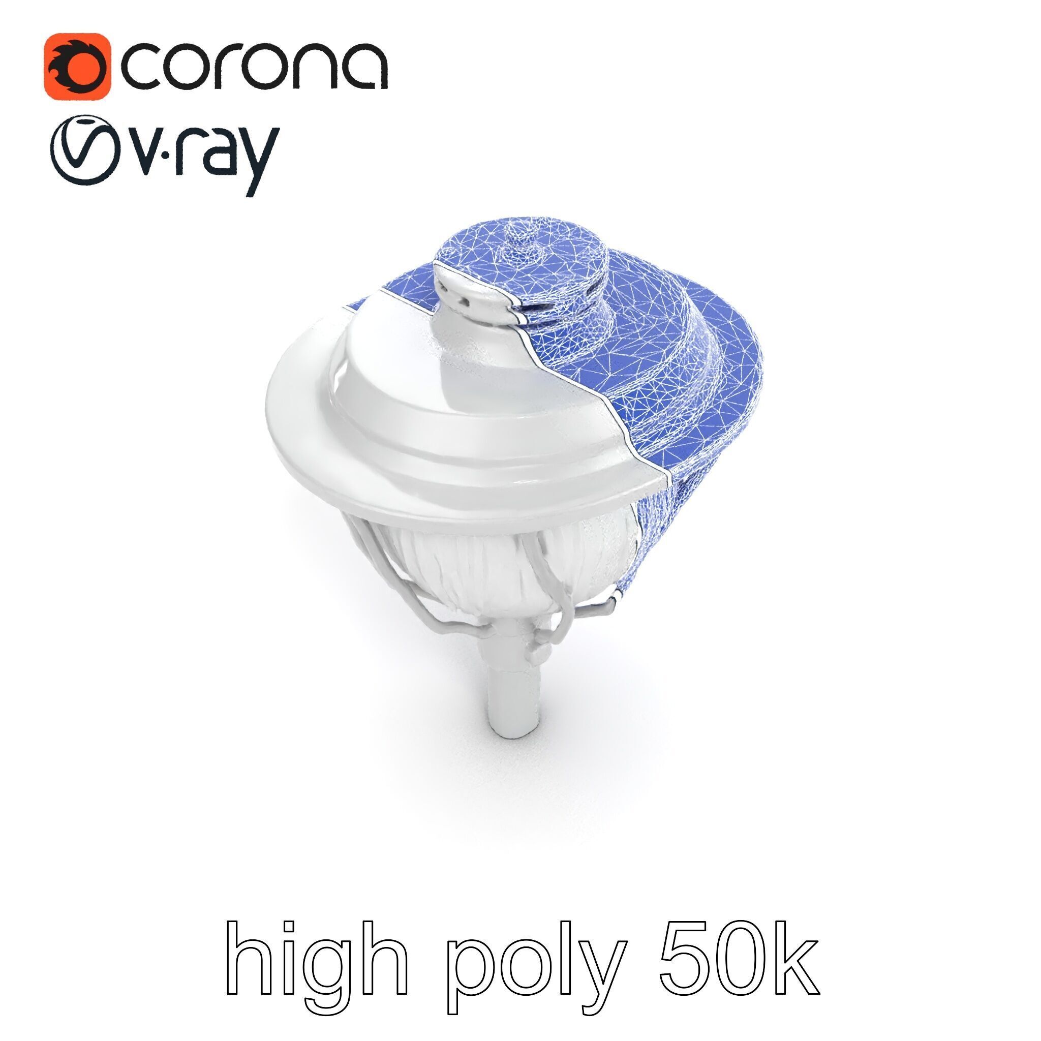 Art Deco Street Light Chrome Design model pack Low-poly 3D model_10