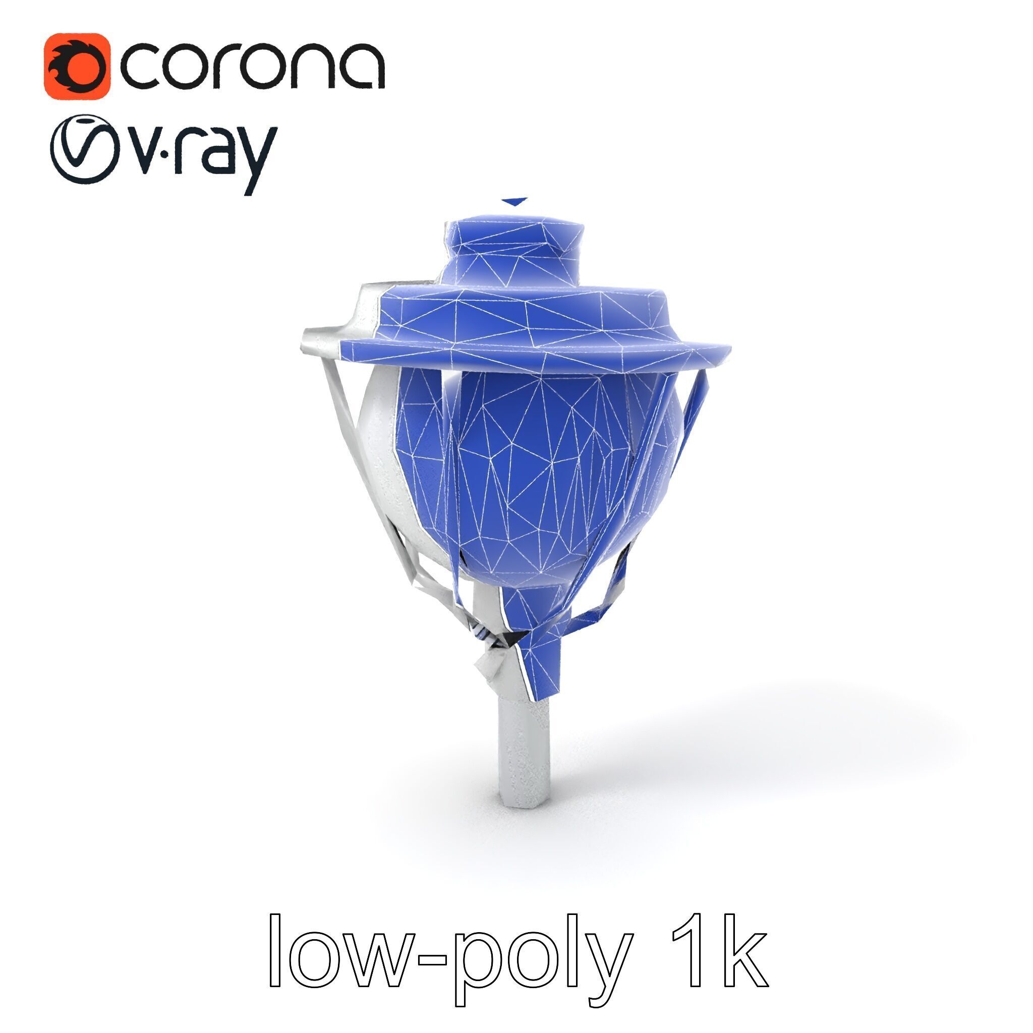 Art Deco Street Light Chrome Design model pack Low-poly 3D model_6