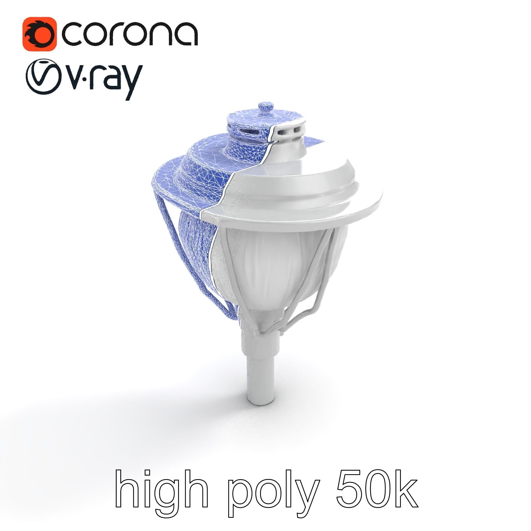 Art Deco Street Light Chrome Design model pack Low-poly 3D model_27