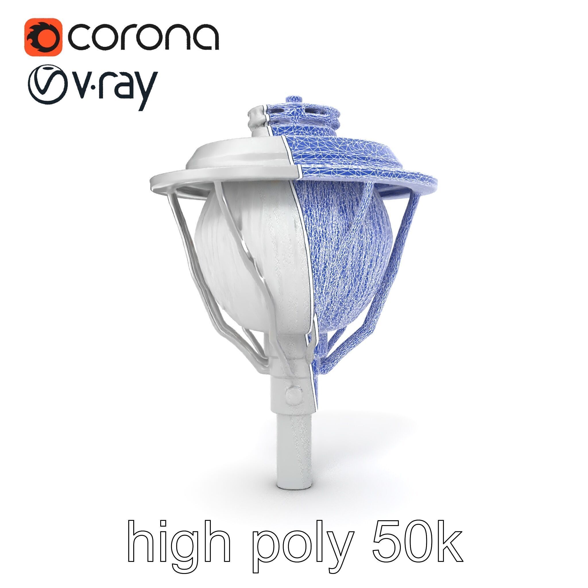 Art Deco Street Light Chrome Design model pack Low-poly 3D model_12