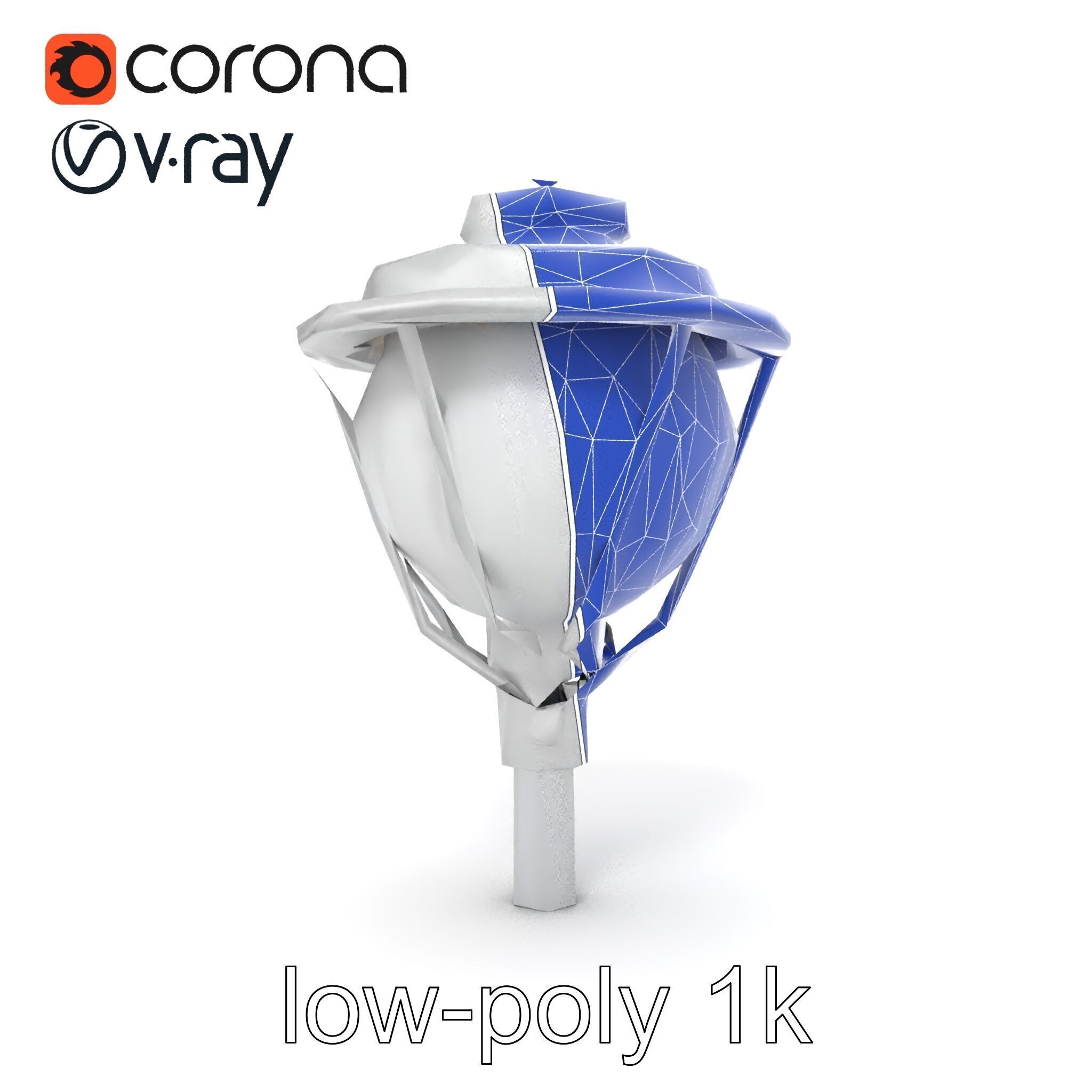 Art Deco Street Light Chrome Design model pack Low-poly 3D model_24