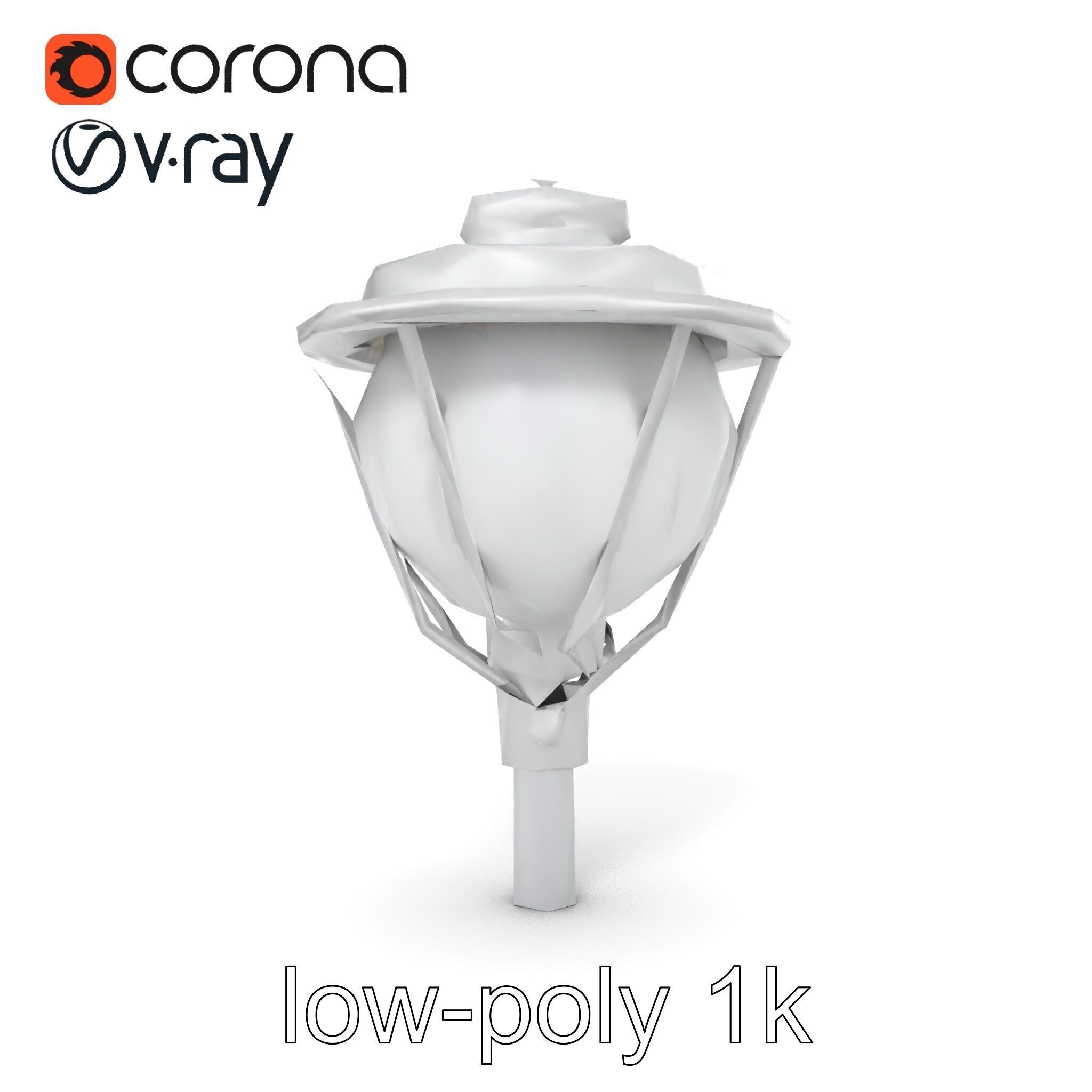 Art Deco Street Light Chrome Design model pack Low-poly 3D model_19