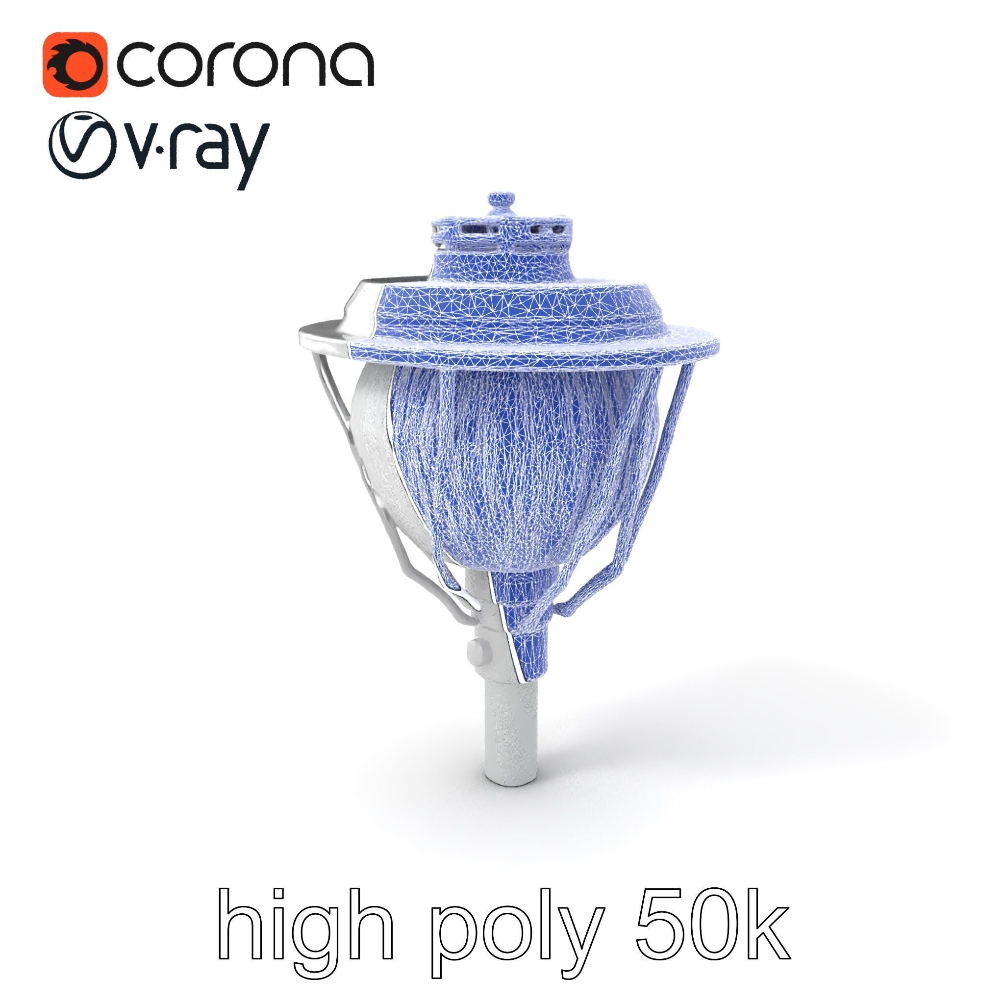 Art Deco Street Light Chrome Design model pack Low-poly 3D model_1