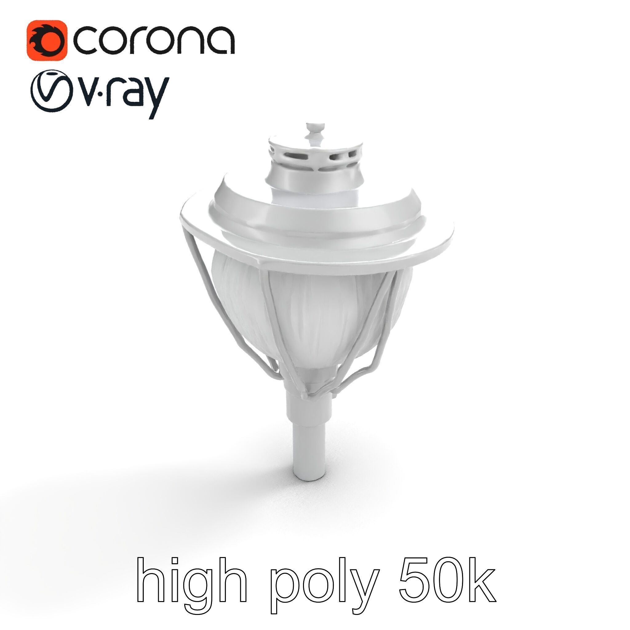Art Deco Street Light Chrome Design model pack Low-poly 3D model_9