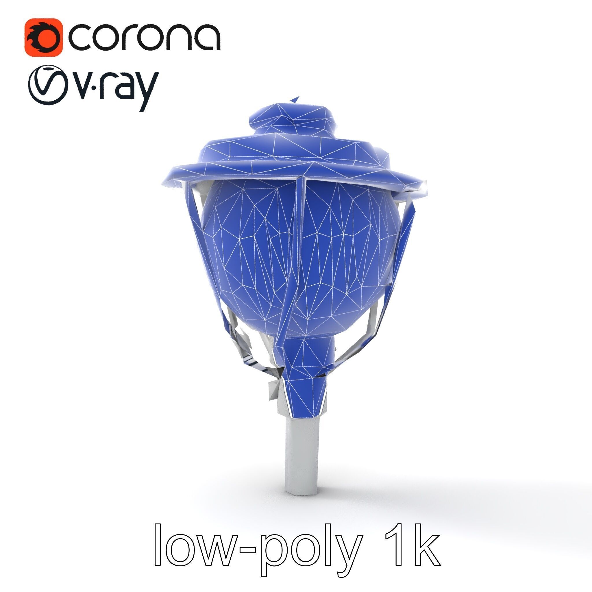 Art Deco Street Light Chrome Design model pack Low-poly 3D model_30