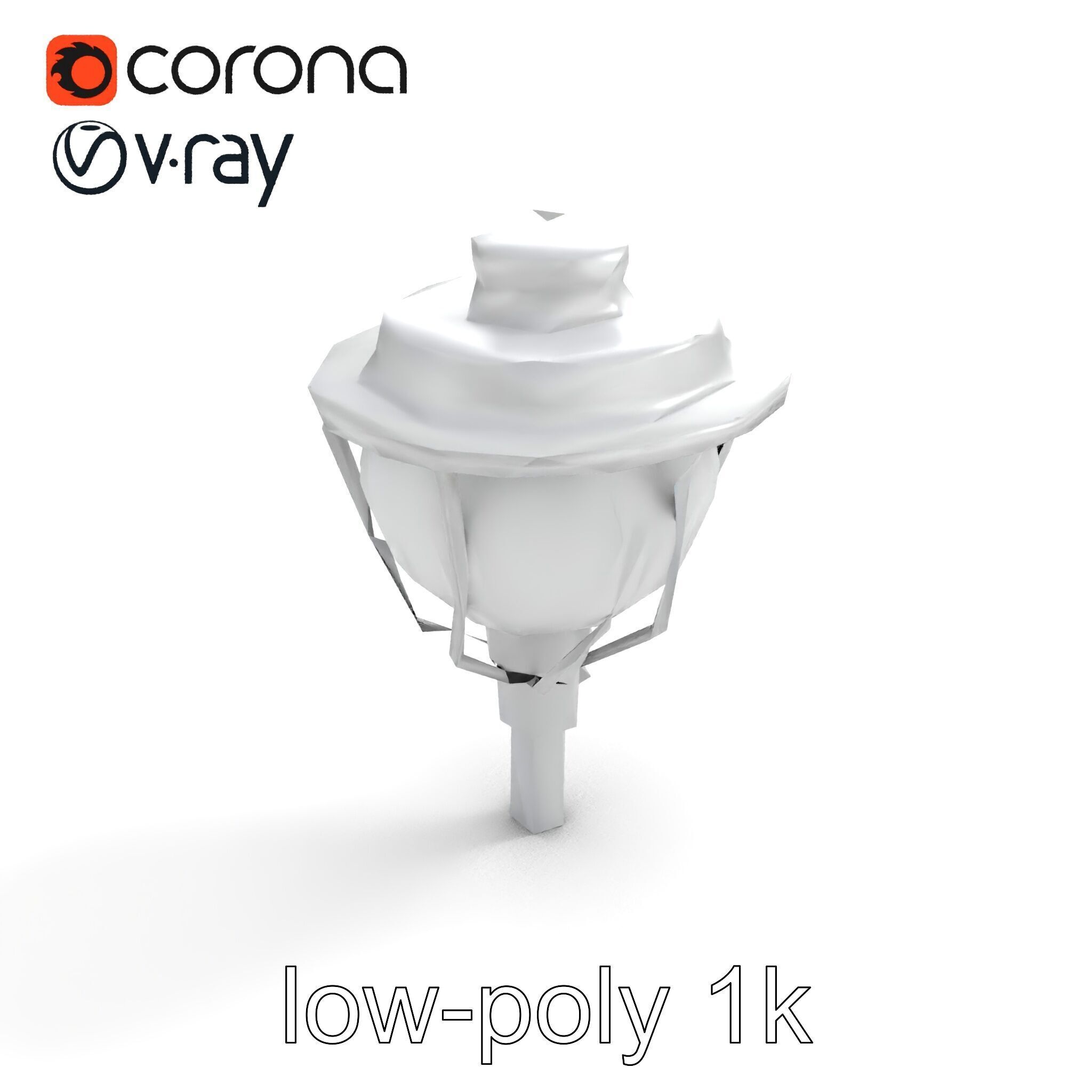 Art Deco Street Light Chrome Design model pack Low-poly 3D model_8