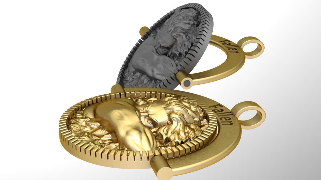 Fallen Angel medallion 3D print model_2