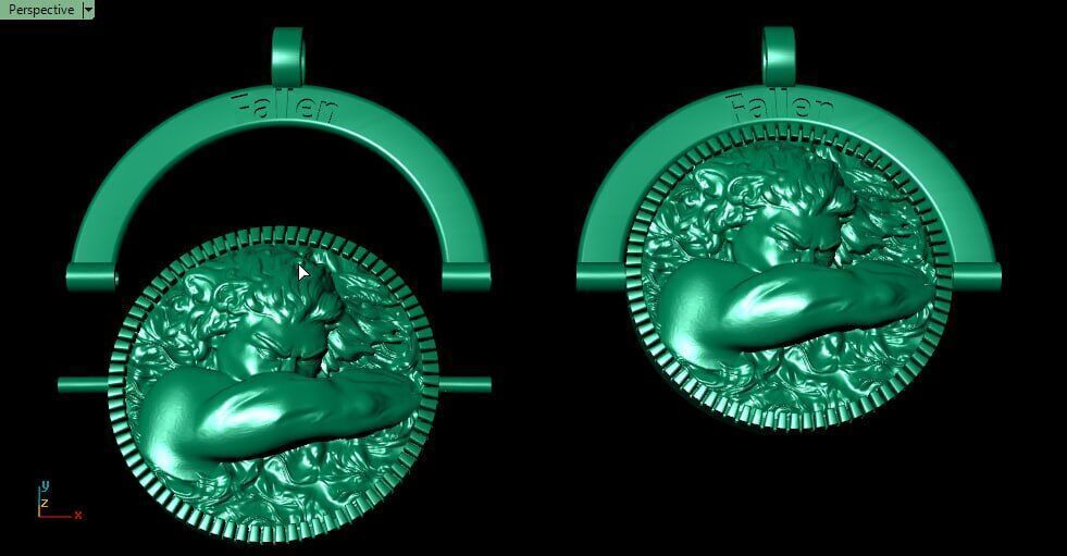 Fallen Angel medallion 3D print model_5