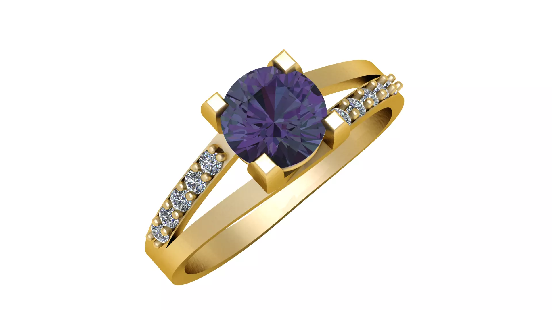 PURPLE ENGAGEMENT RING 3D PRINTABLE MODEL 3D print model