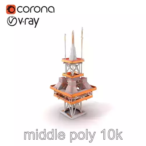 Futuristic Neon Light Tower Architecture model pack