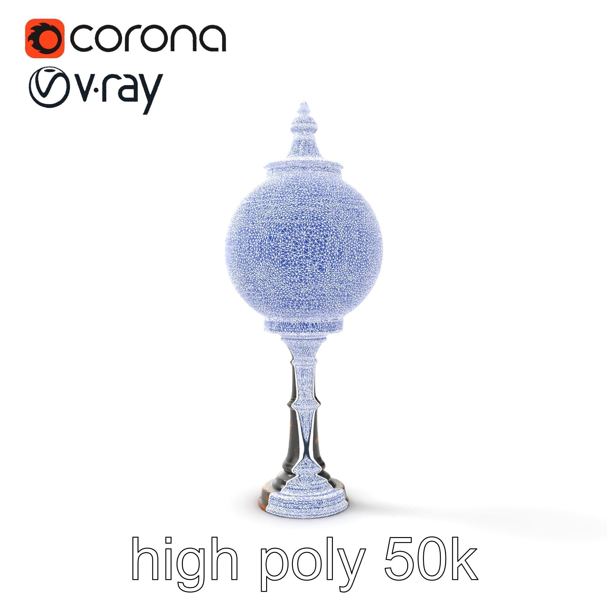 Vintage Street Lamp Globe Short Post model pack Low-poly 3D model_23