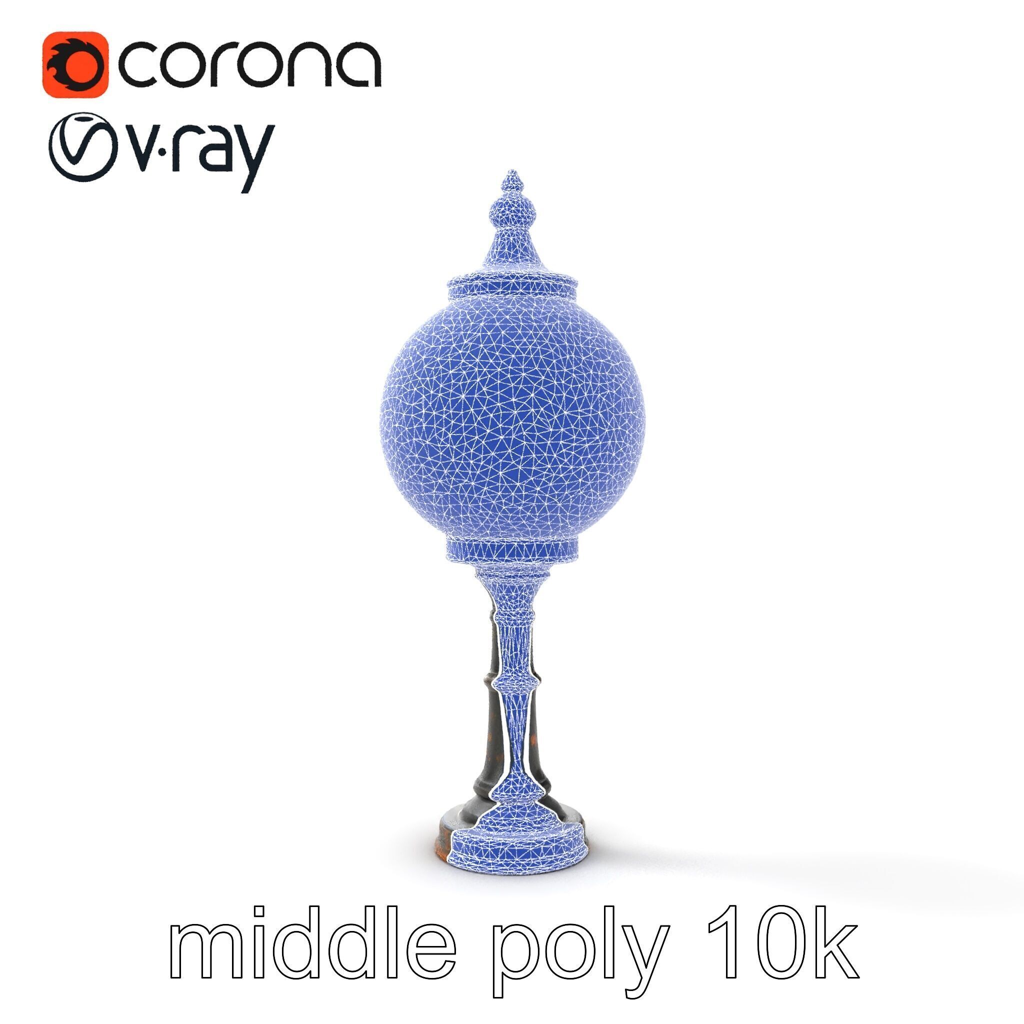 Vintage Street Lamp Globe Short Post model pack Low-poly 3D model_29