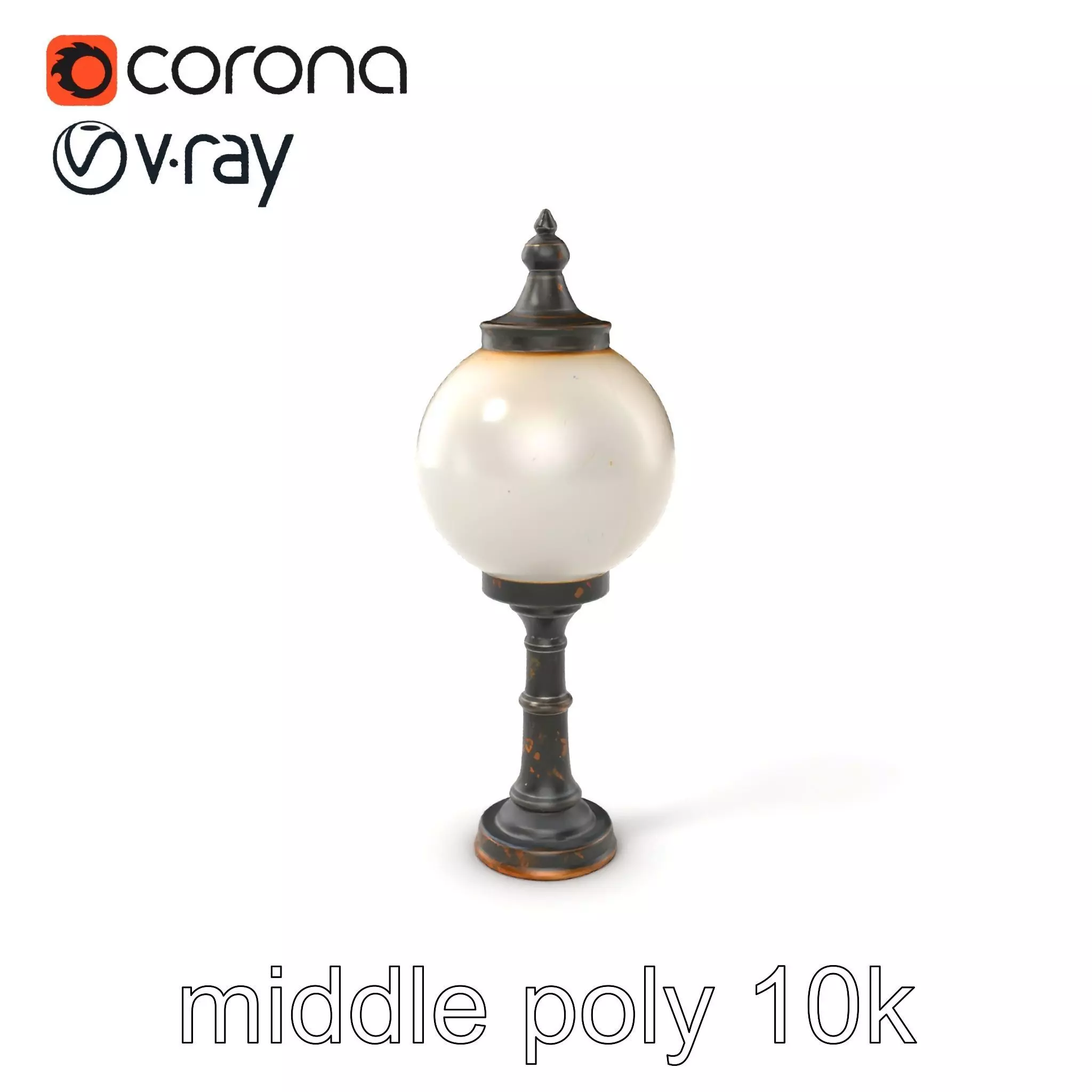 Vintage Street Lamp Globe Short Post model pack Low-poly 3D model_0