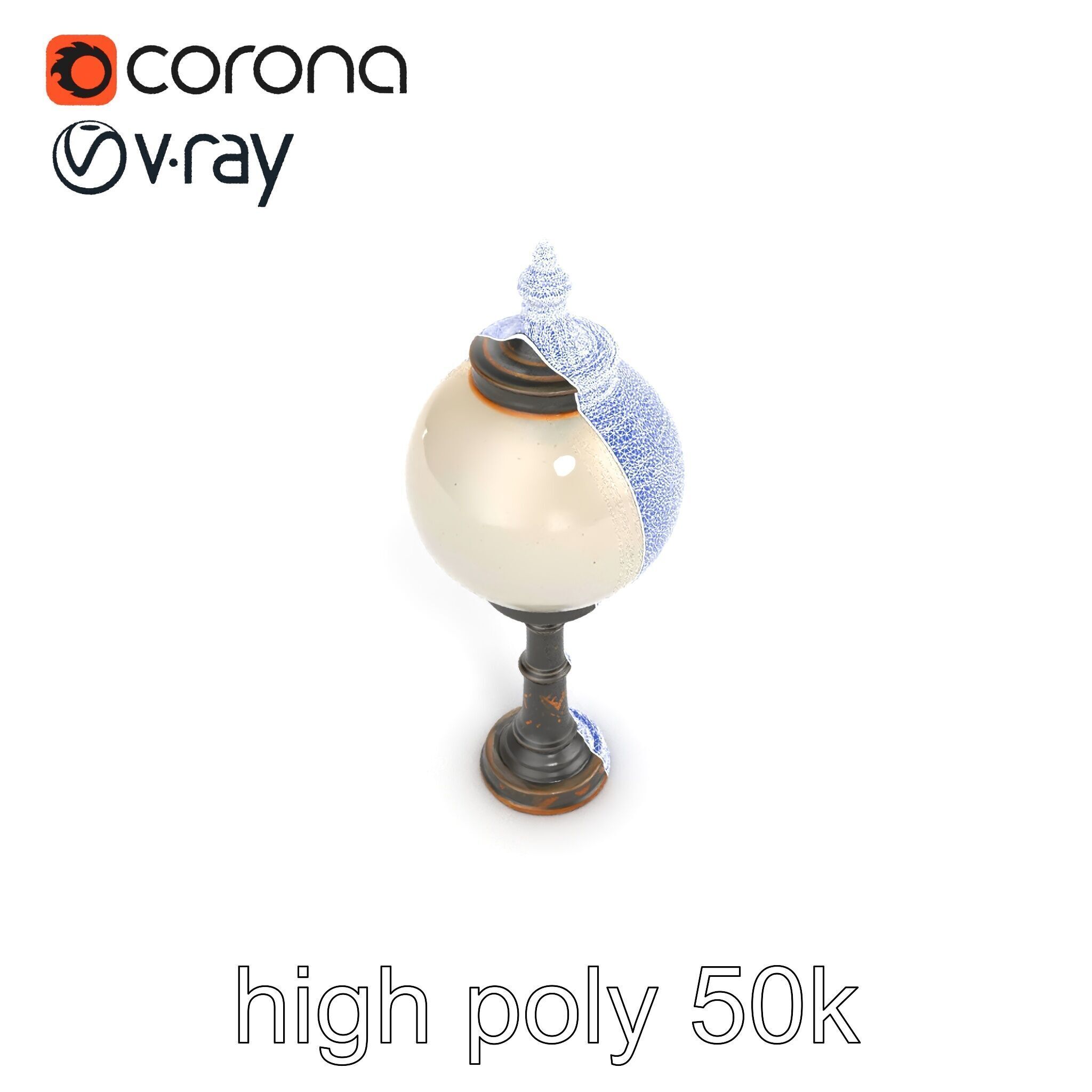 Vintage Street Lamp Globe Short Post model pack Low-poly 3D model_24