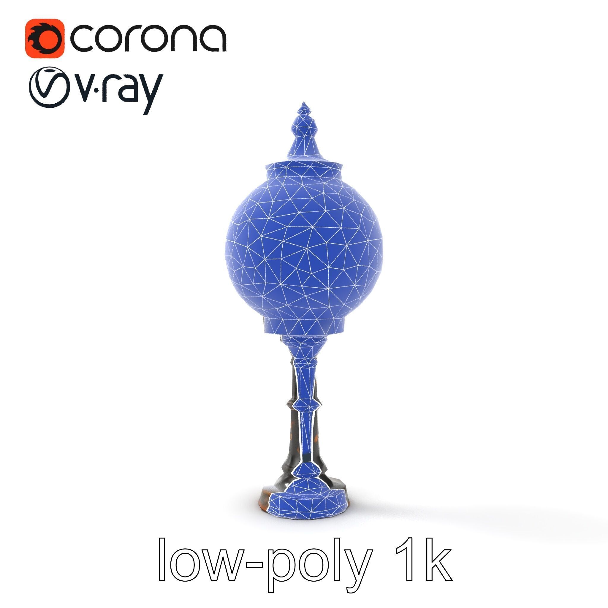 Vintage Street Lamp Globe Short Post model pack Low-poly 3D model_18