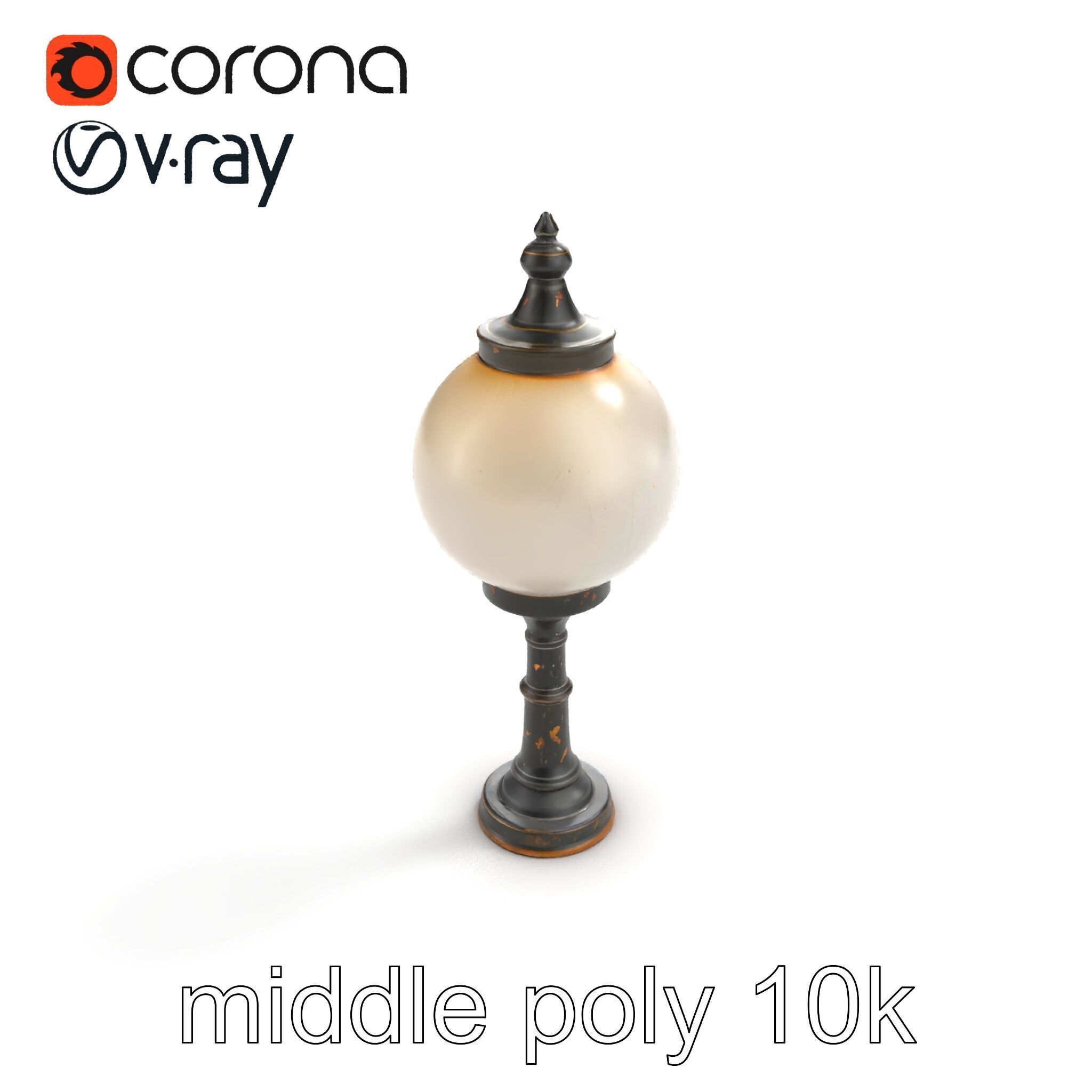 Vintage Street Lamp Globe Short Post model pack Low-poly 3D model_7