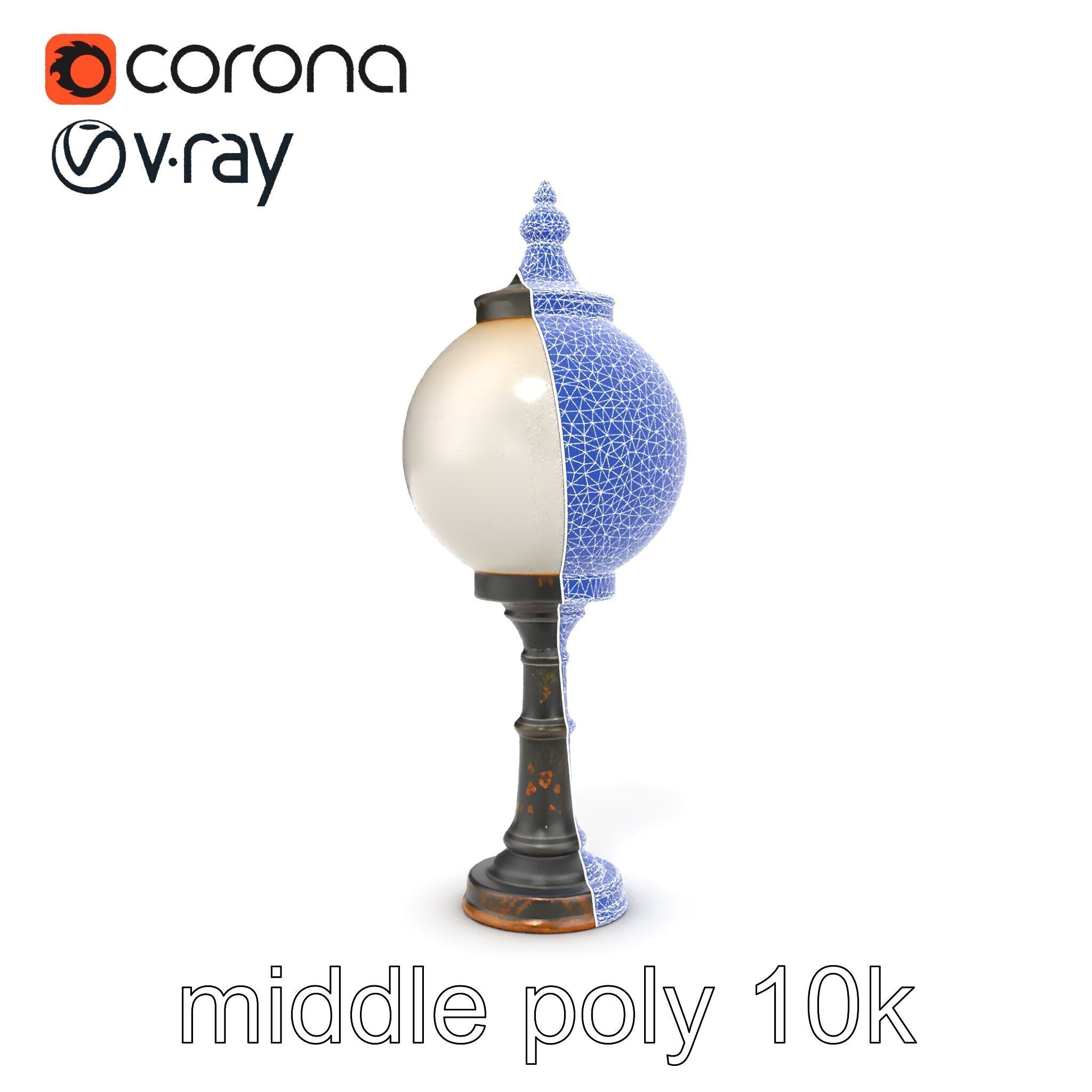 Vintage Street Lamp Globe Short Post model pack Low-poly 3D model_28