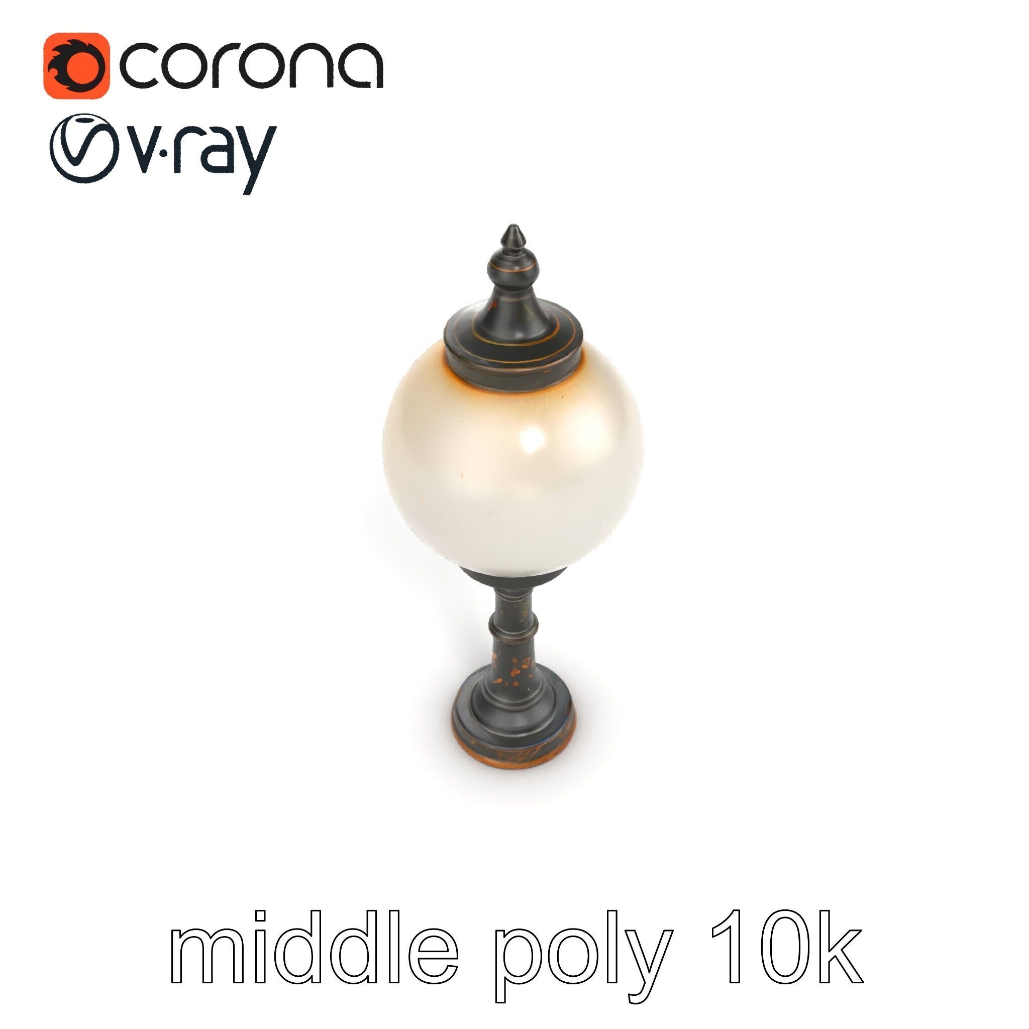 Vintage Street Lamp Globe Short Post model pack Low-poly 3D model_10