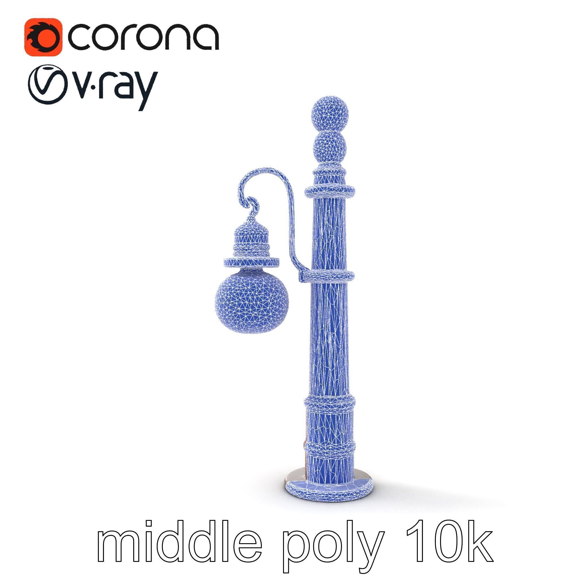 Early 20th-Century Lamppost Wooden Pillar Model Pack Low-poly 3D model_59