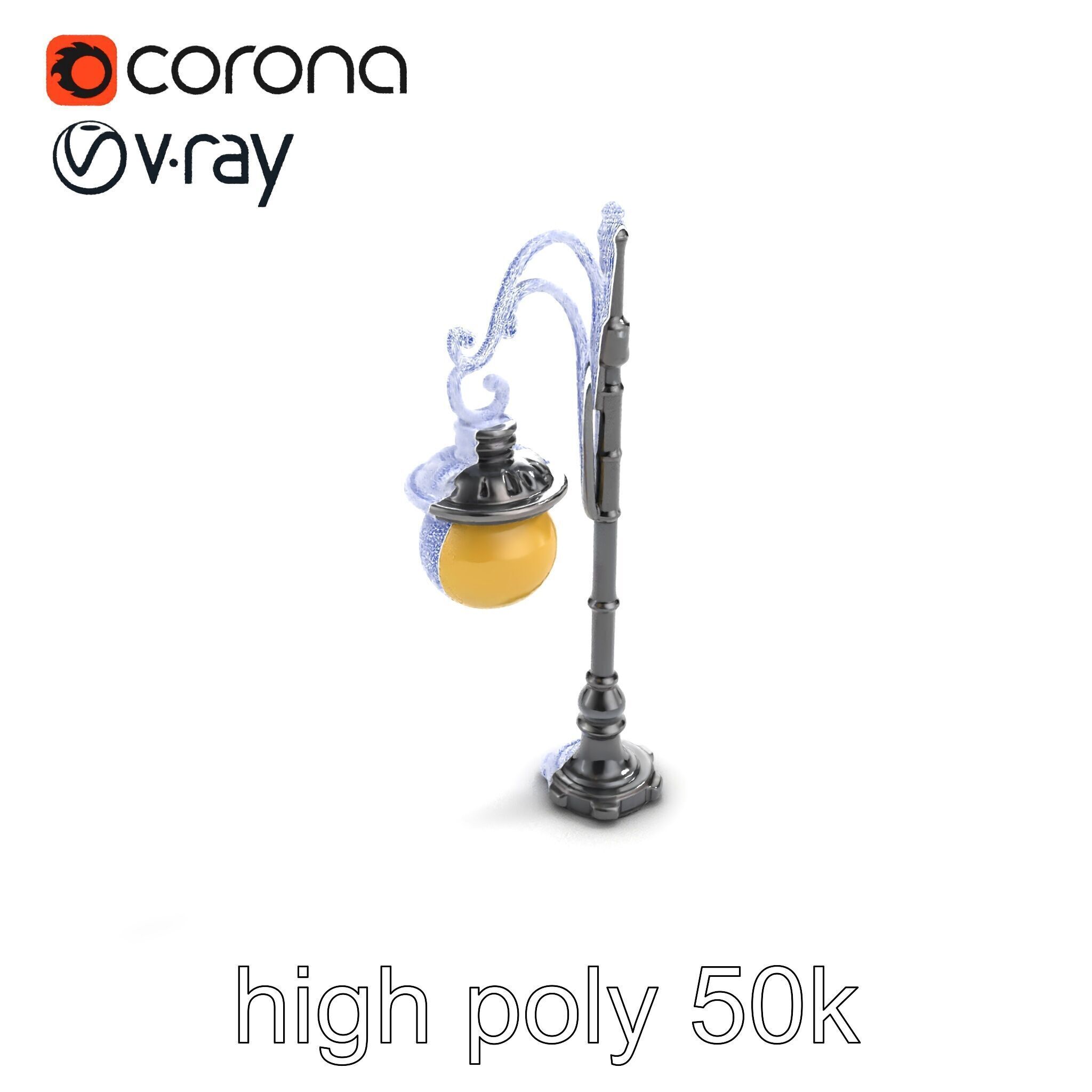 Early 20th-Century Lamppost Wooden Pillar Model Pack Low-poly 3D model_19