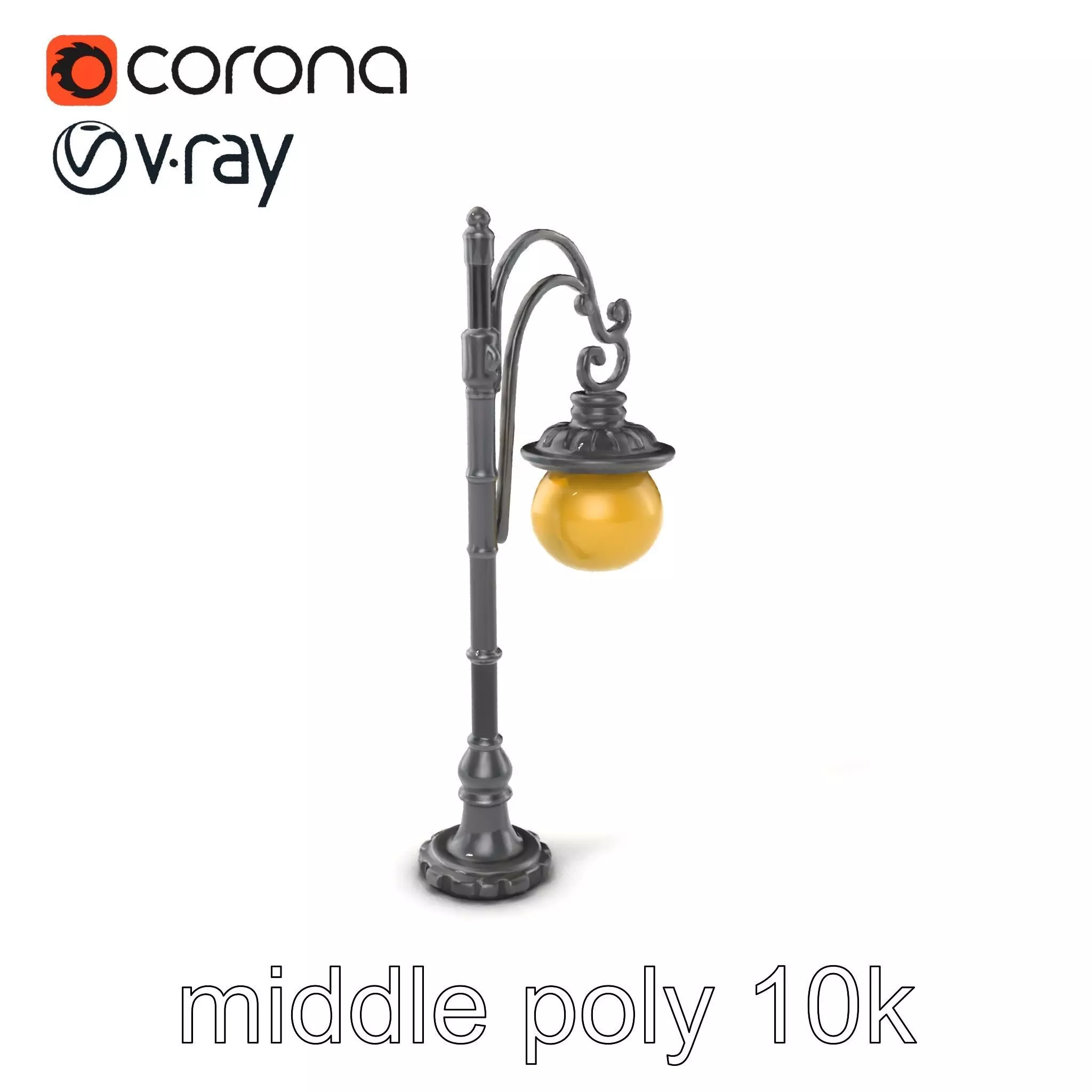 Early 20th-Century Lamppost Wooden Pillar Model Pack Low-poly 3D model_0