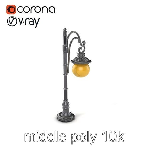 Early 20th-Century Lamppost Wooden Pillar Model Pack Low-poly 3D model