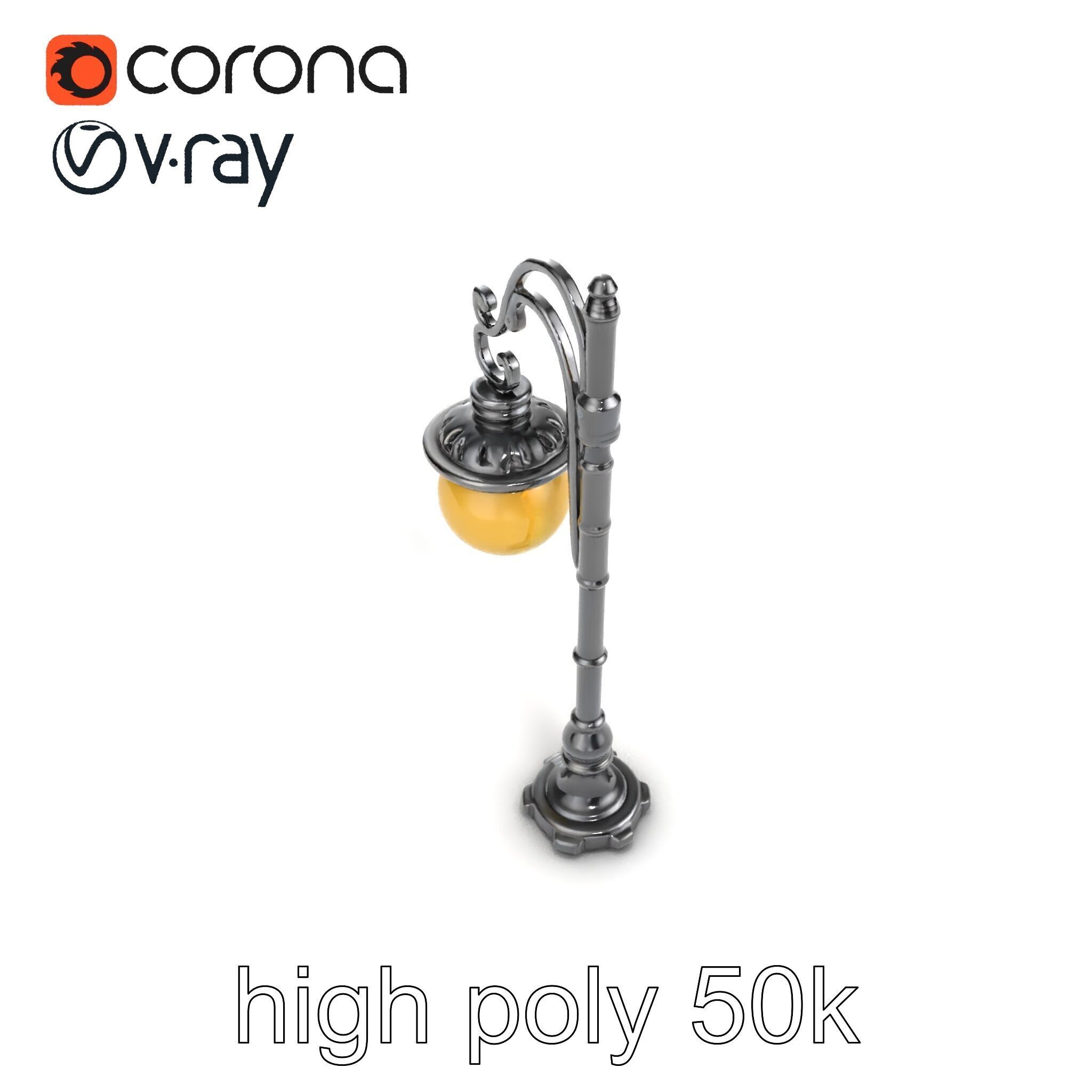 Early 20th-Century Lamppost Wooden Pillar Model Pack Low-poly 3D model_28