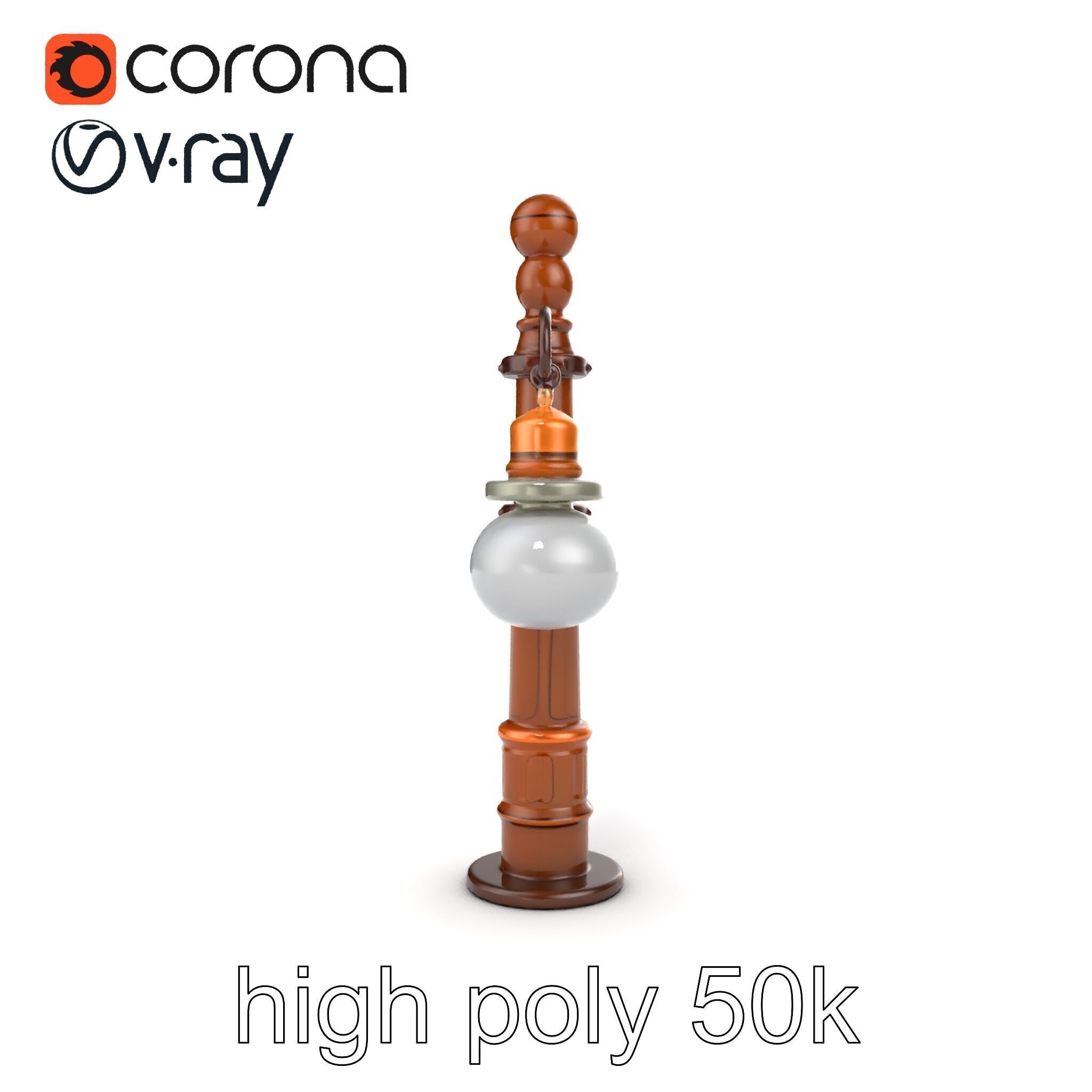 Early 20th-Century Lamppost Wooden Pillar Model Pack Low-poly 3D model_58