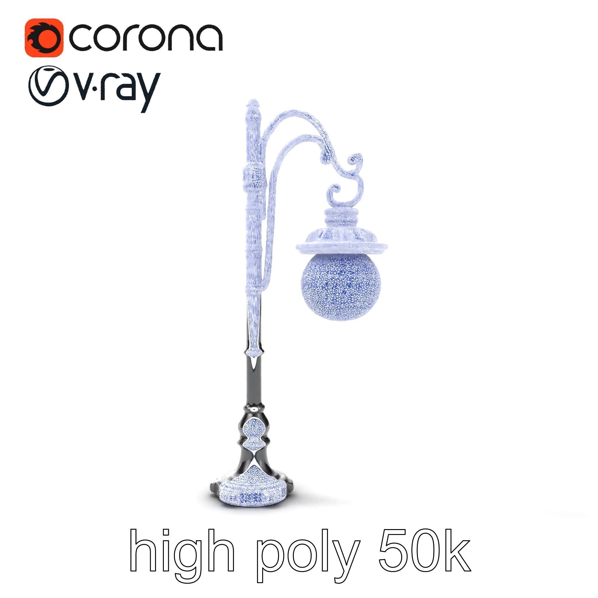 Early 20th-Century Lamppost Wooden Pillar Model Pack Low-poly 3D model_16