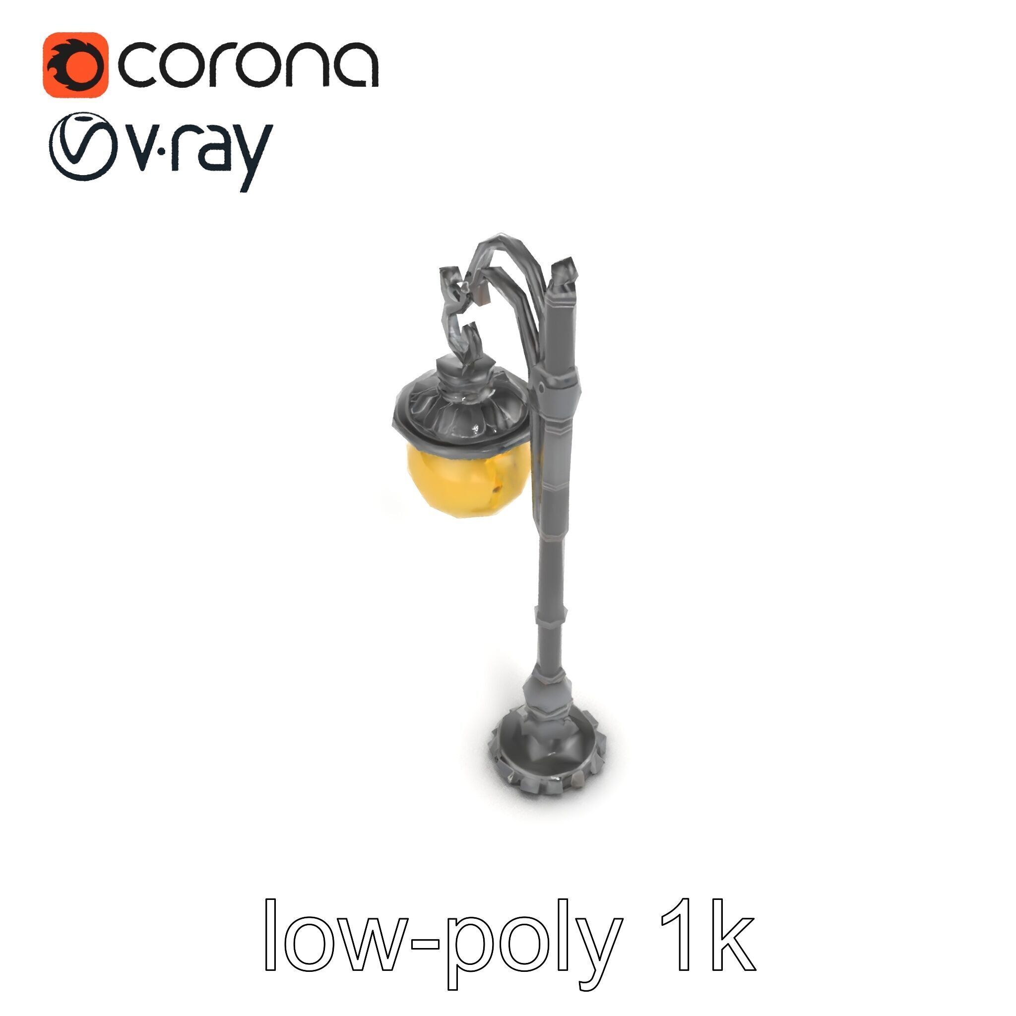 Early 20th-Century Lamppost Wooden Pillar Model Pack Low-poly 3D model_17