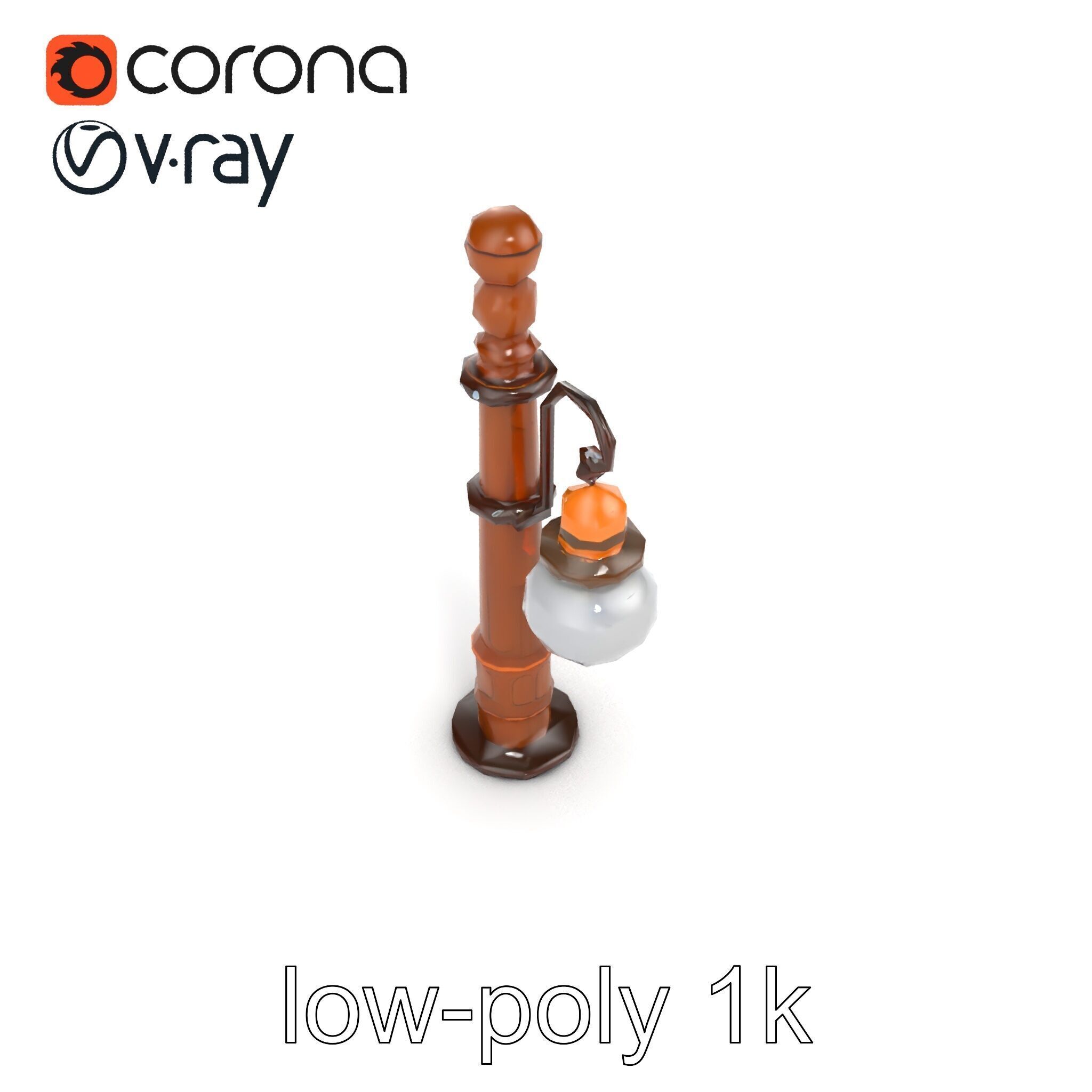 Early 20th-Century Lamppost Wooden Pillar Model Pack Low-poly 3D model_56