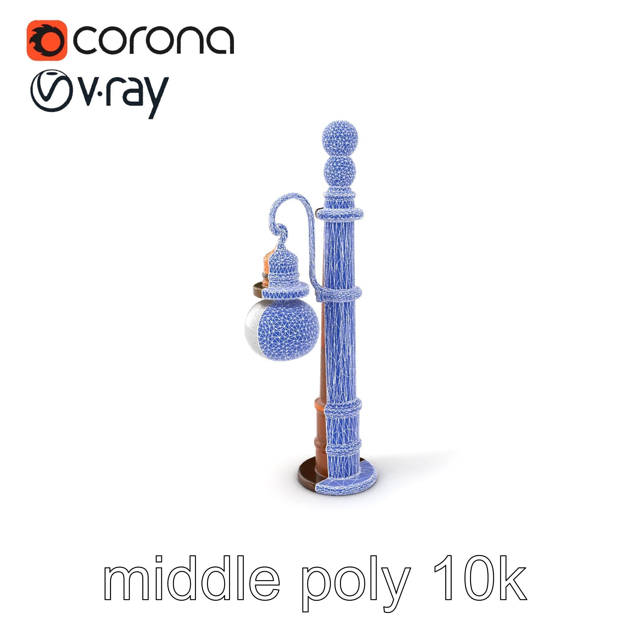 Early 20th-Century Lamppost Wooden Pillar Model Pack Low-poly 3D model_37