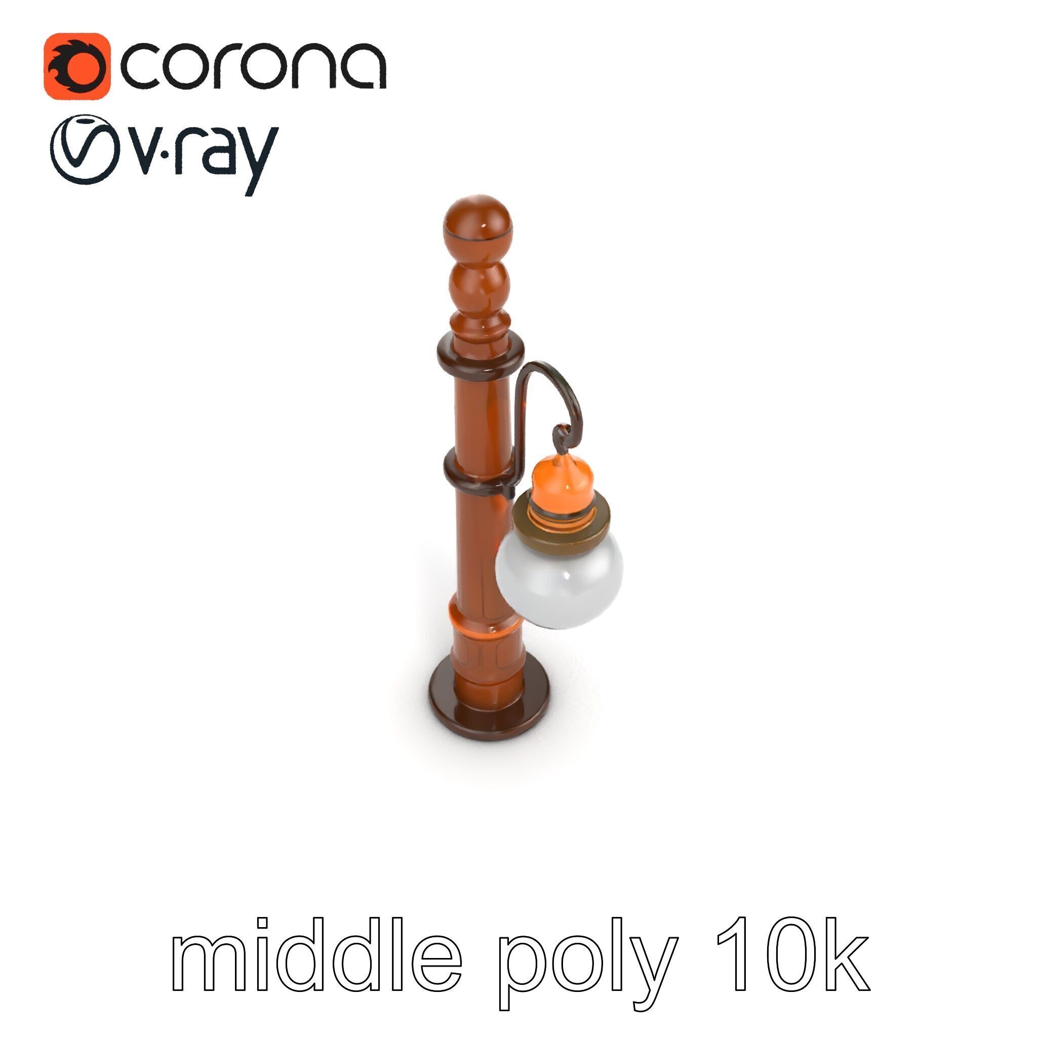 Early 20th-Century Lamppost Wooden Pillar Model Pack Low-poly 3D model_44