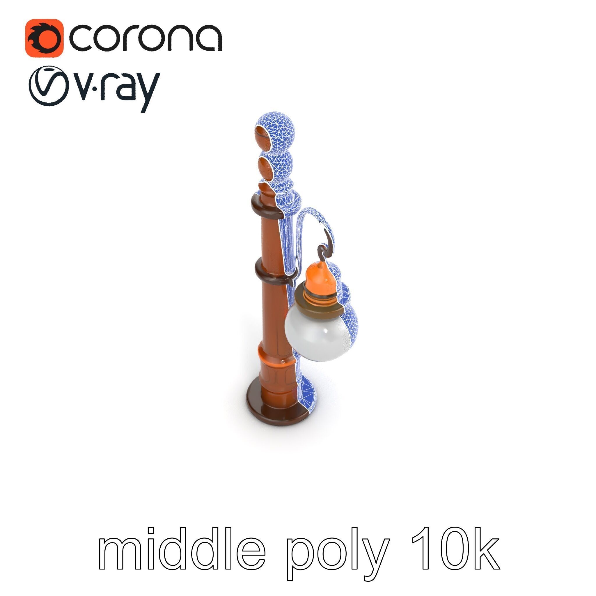 Early 20th-Century Lamppost Wooden Pillar Model Pack Low-poly 3D model_47