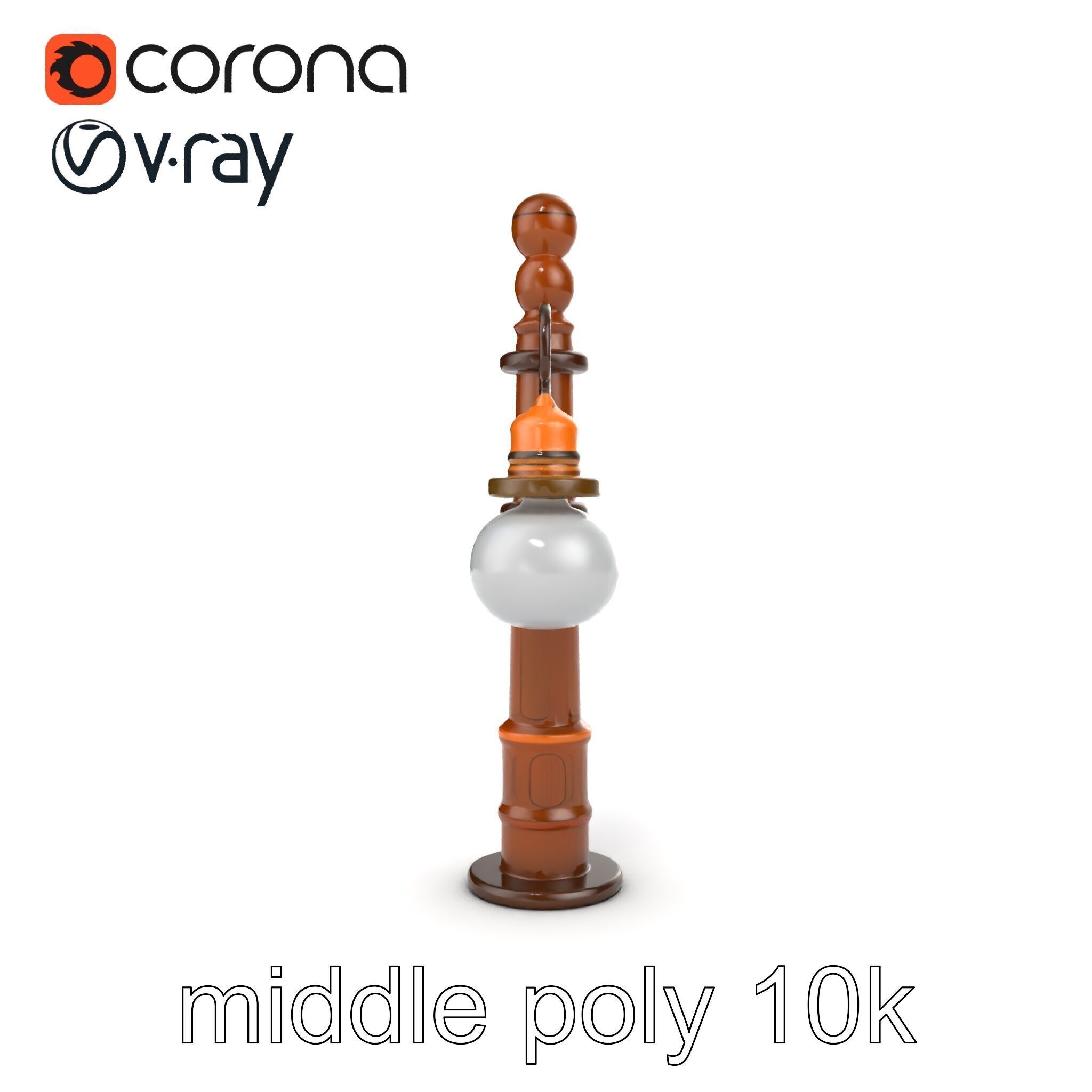 Early 20th-Century Lamppost Wooden Pillar Model Pack Low-poly 3D model_53