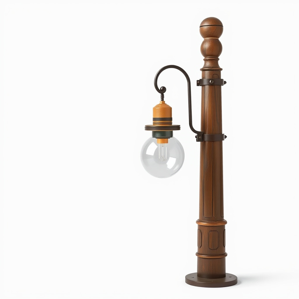 Early 20th-Century Lamppost Wooden Pillar Model Pack Low-poly 3D model_32