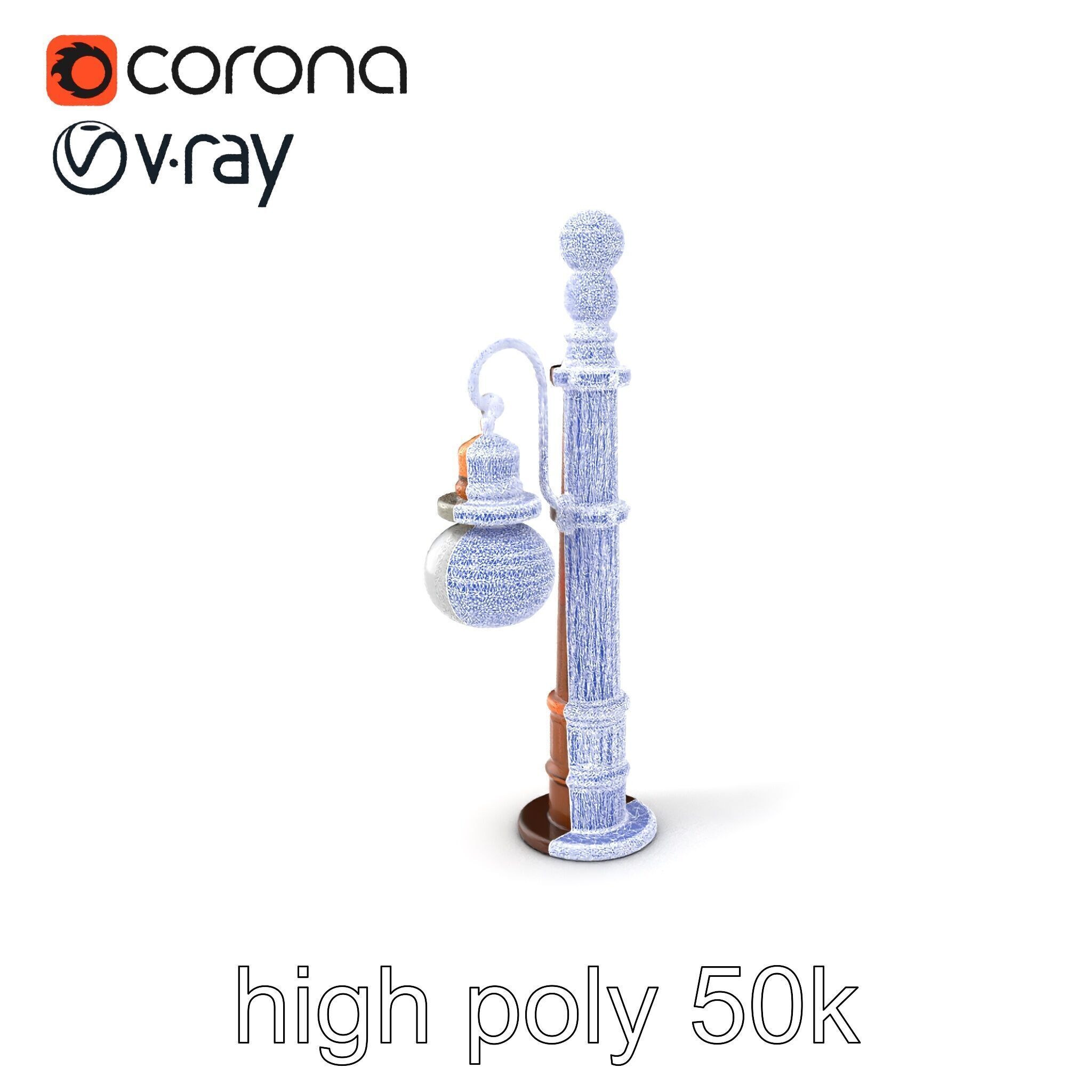 Early 20th-Century Lamppost Wooden Pillar Model Pack Low-poly 3D model_41