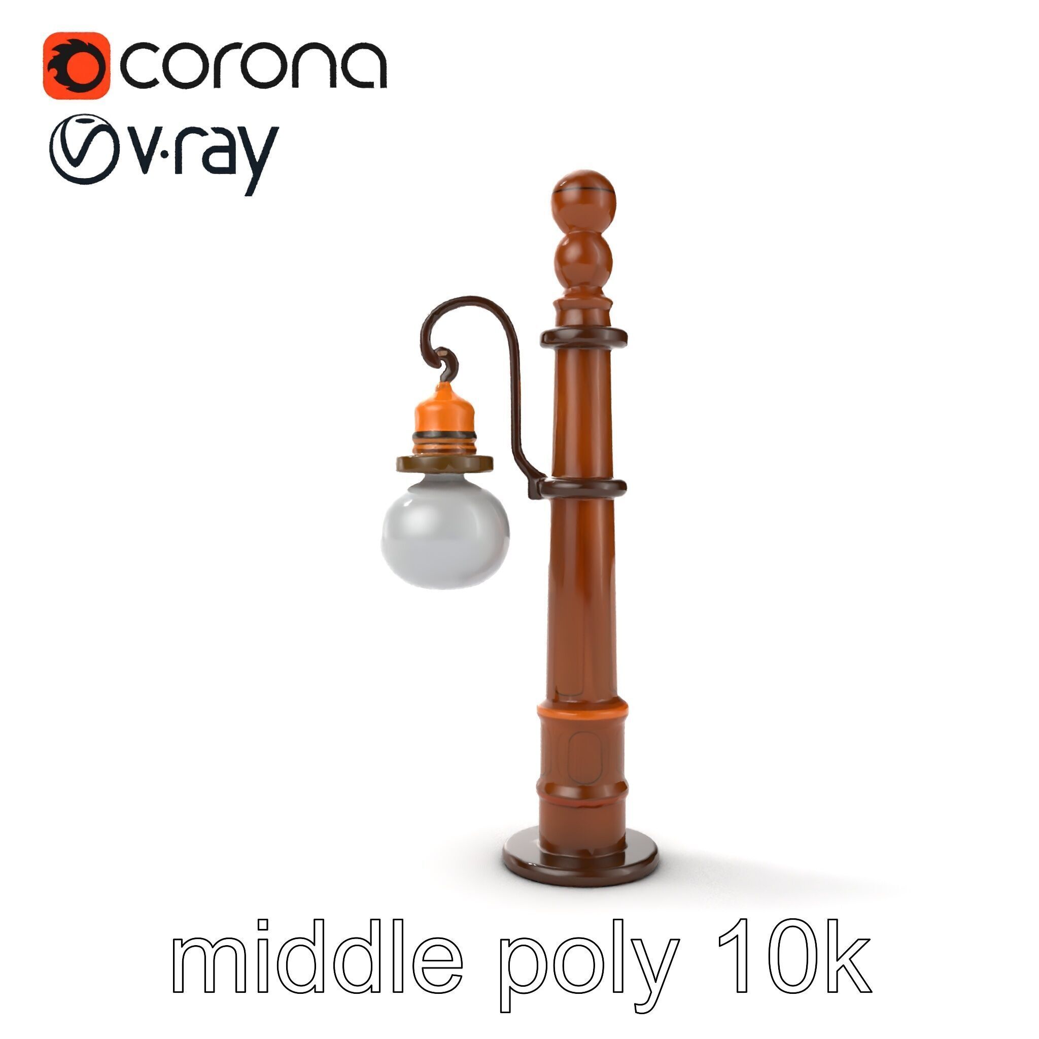Early 20th-Century Lamppost Wooden Pillar Model Pack Low-poly 3D model_52