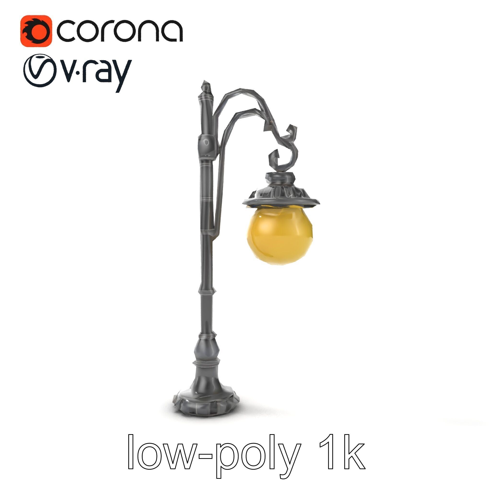 Early 20th-Century Lamppost Wooden Pillar Model Pack Low-poly 3D model_26