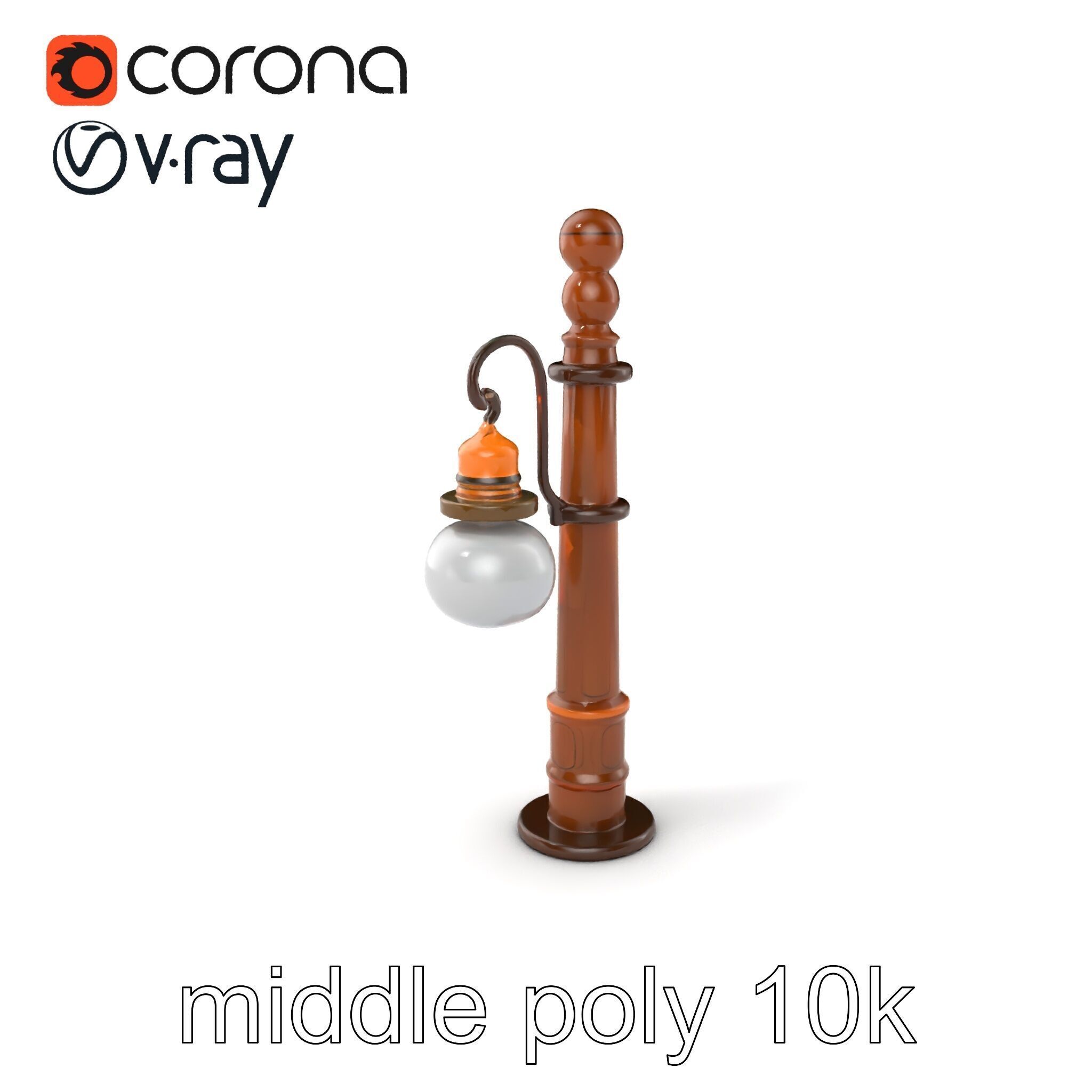 Early 20th-Century Lamppost Wooden Pillar Model Pack Low-poly 3D model_35