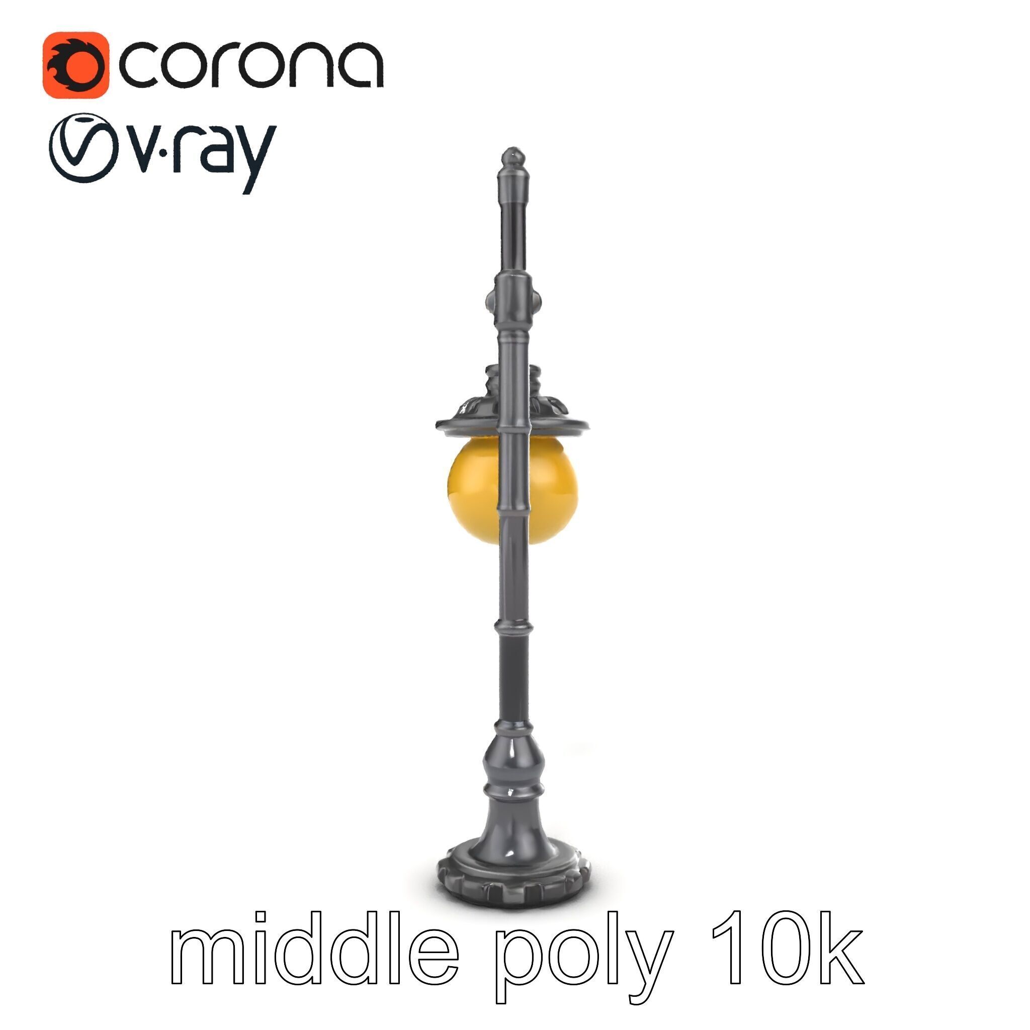 Early 20th-Century Lamppost Wooden Pillar Model Pack Low-poly 3D model_27