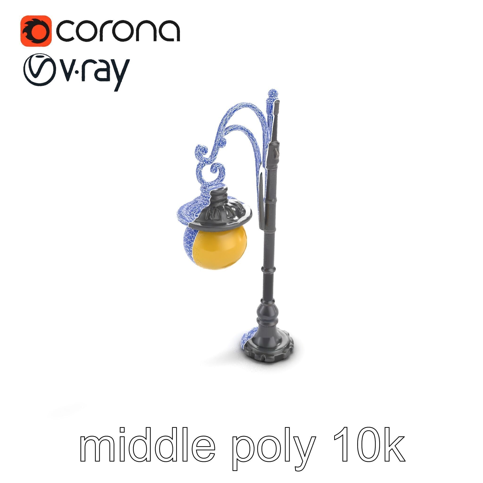 Early 20th-Century Lamppost Wooden Pillar Model Pack Low-poly 3D model_14