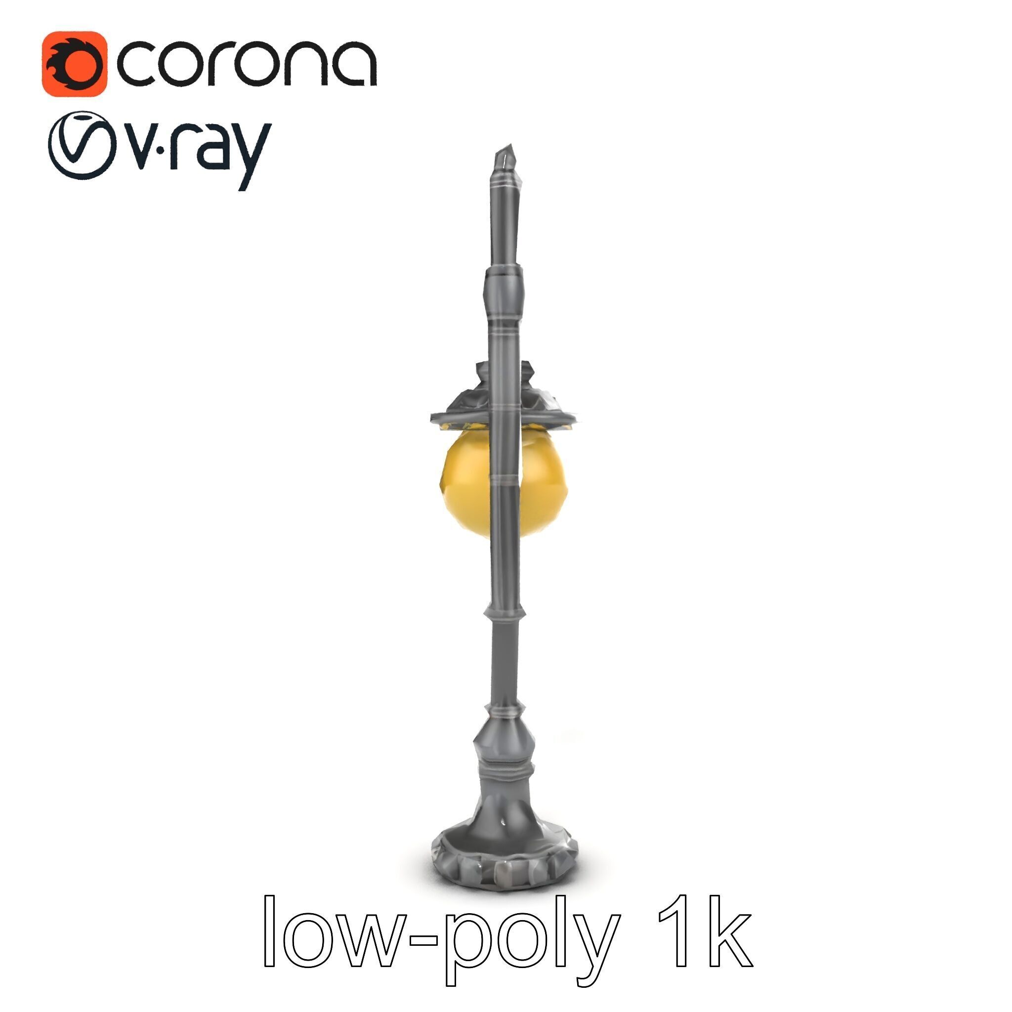 Early 20th-Century Lamppost Wooden Pillar Model Pack Low-poly 3D model_15