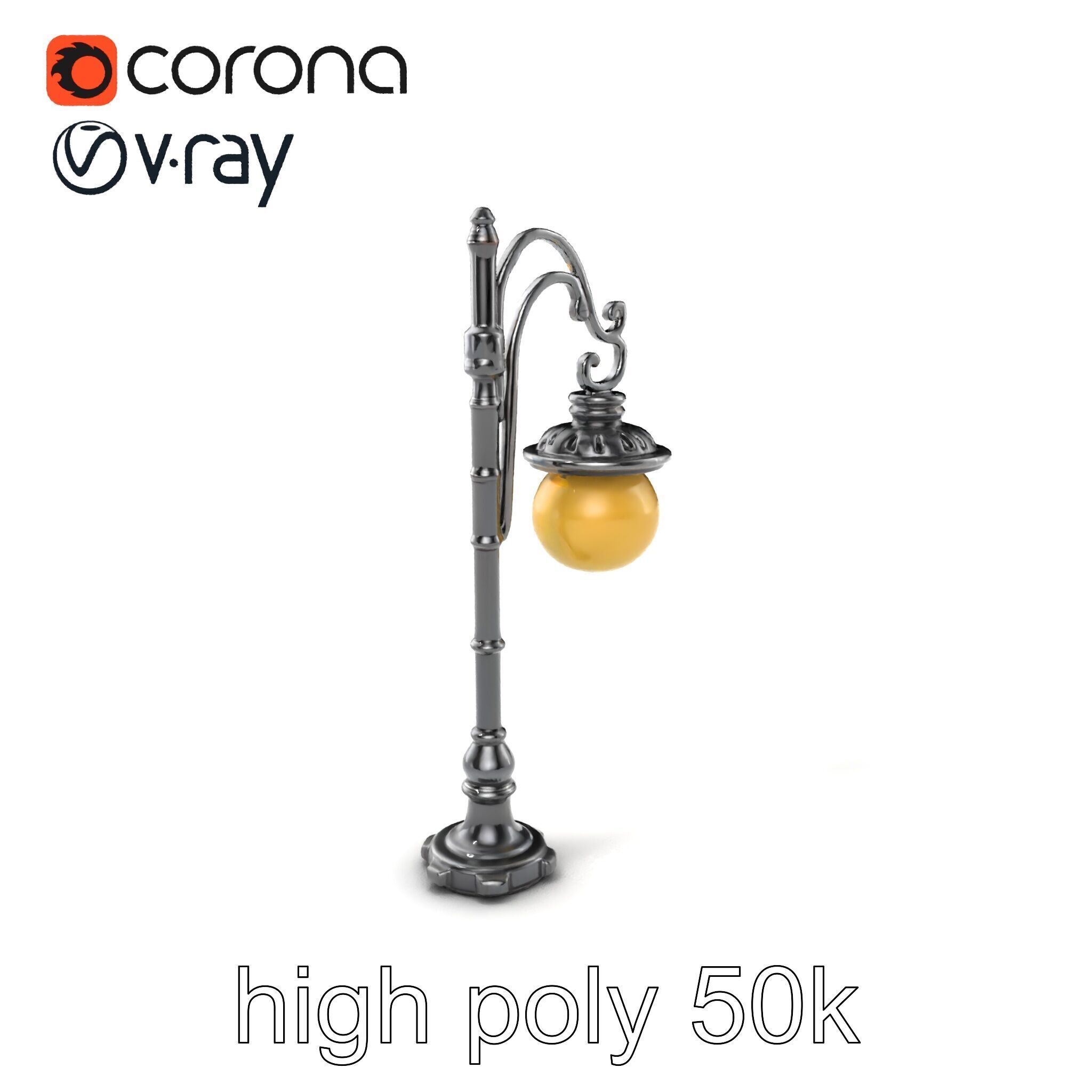 Early 20th-Century Lamppost Wooden Pillar Model Pack Low-poly 3D model_3