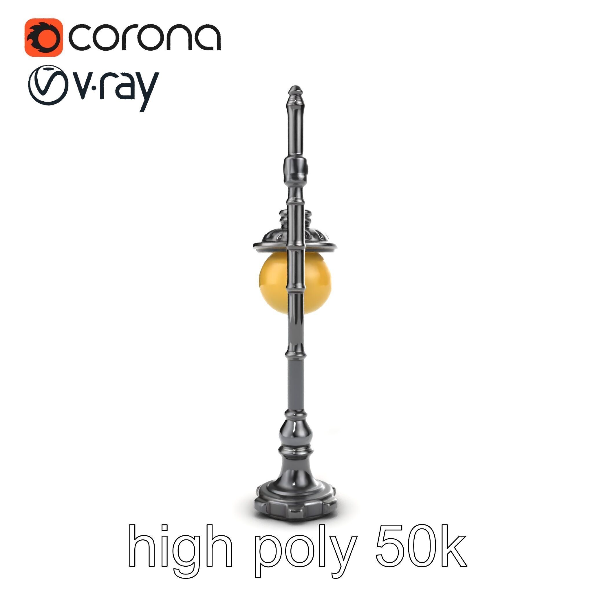 Early 20th-Century Lamppost Wooden Pillar Model Pack Low-poly 3D model_25